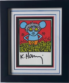 Art Card: Keith Haring - Andy Mouse Homage to Warhol Hand Signed by Keith Haring