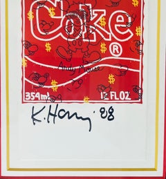 Art Card: Keith Haring - Andy Mouse - New Coke Hand signed by Keith Haring Frame
