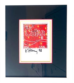 Art Card: Keith Haring - Andy Mouse - New Coke Hand signed by Keith Haring Frame