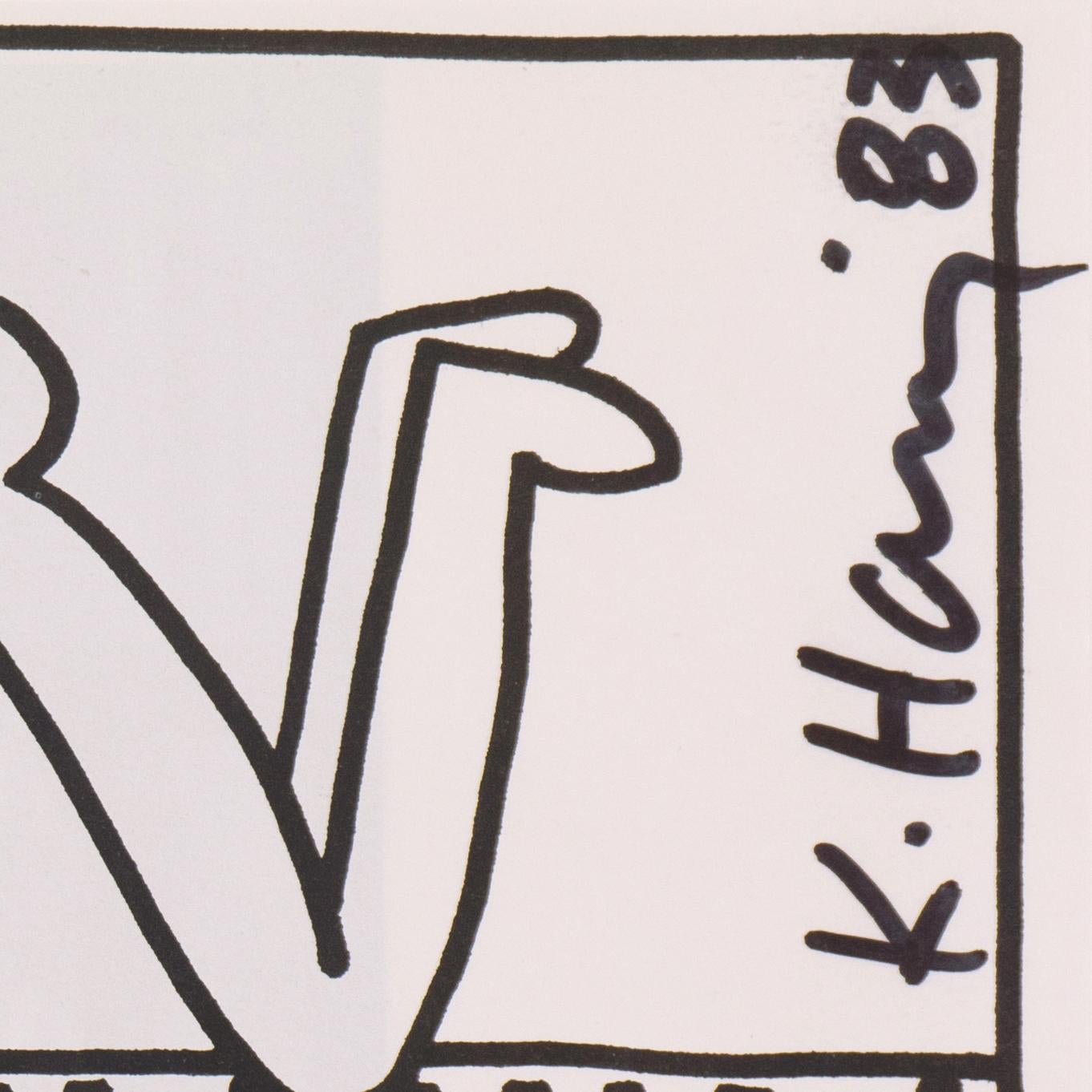 'At the Fun Gallery', Hand Signed by Haring, Subway Drawings, New York, Pop Art - Print by Keith Haring