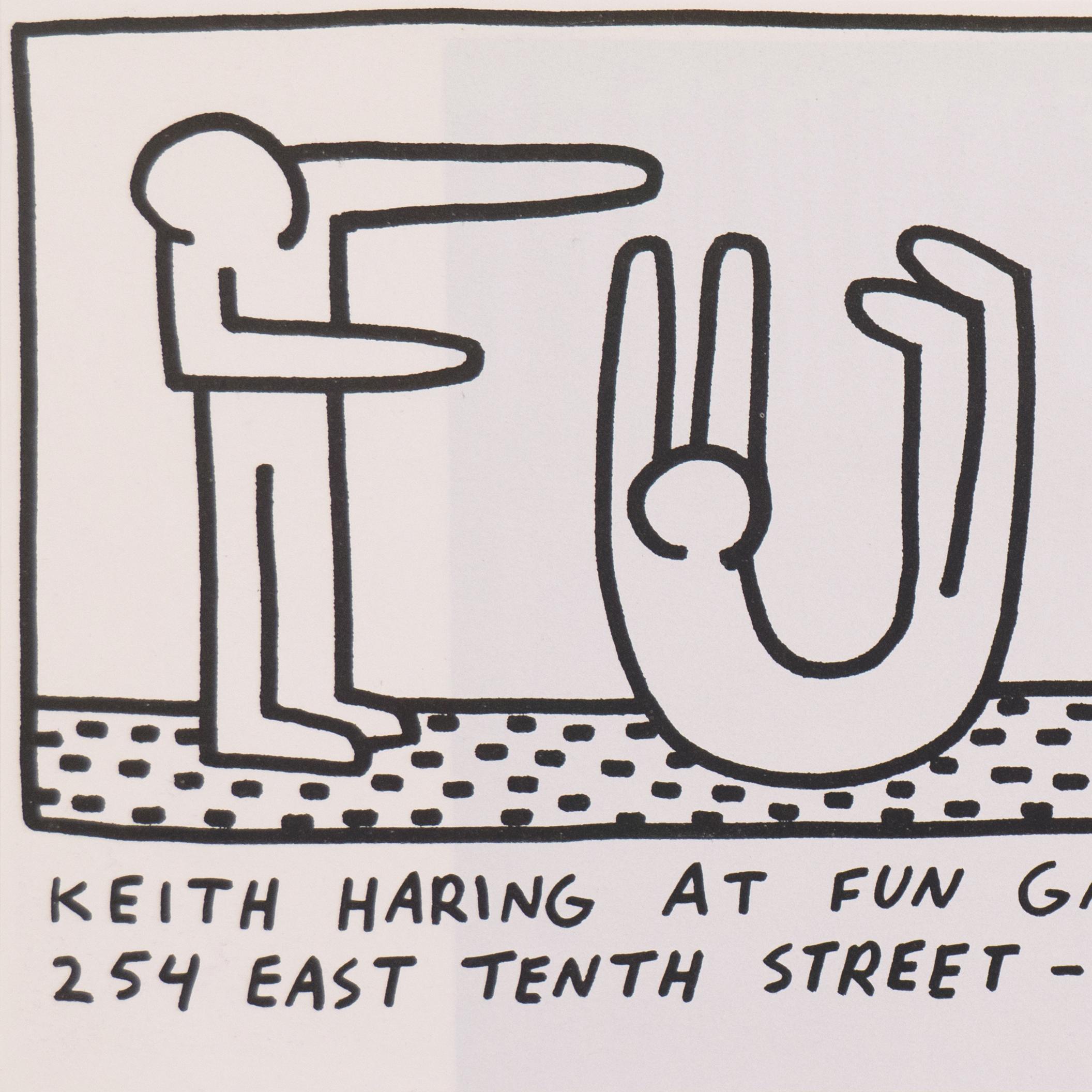 'At the Fun Gallery', Hand Signed by Haring, Subway Drawings, New York, Pop Art For Sale 1