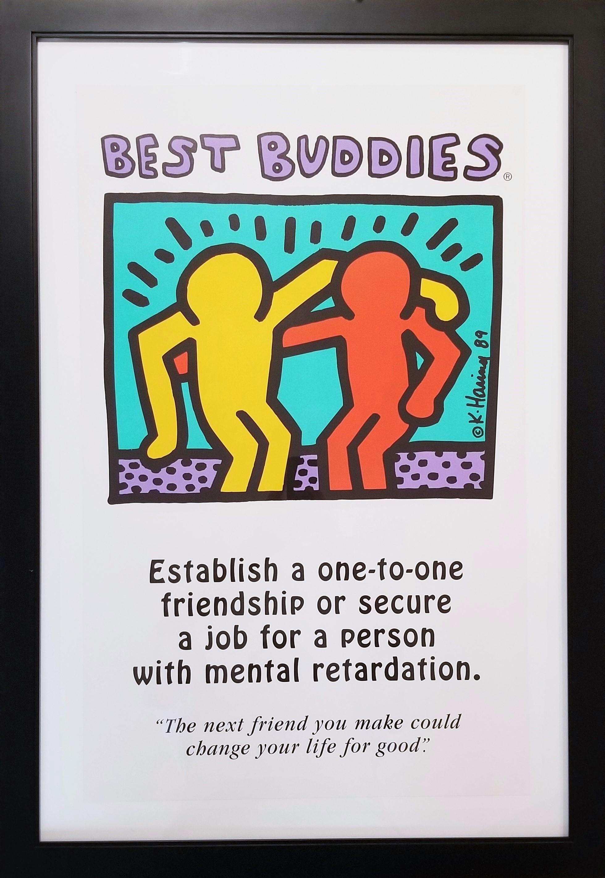 Best Buddies Poster /// Keith Haring Street Pop Art New York IDD Nonprofit Org For Sale 1