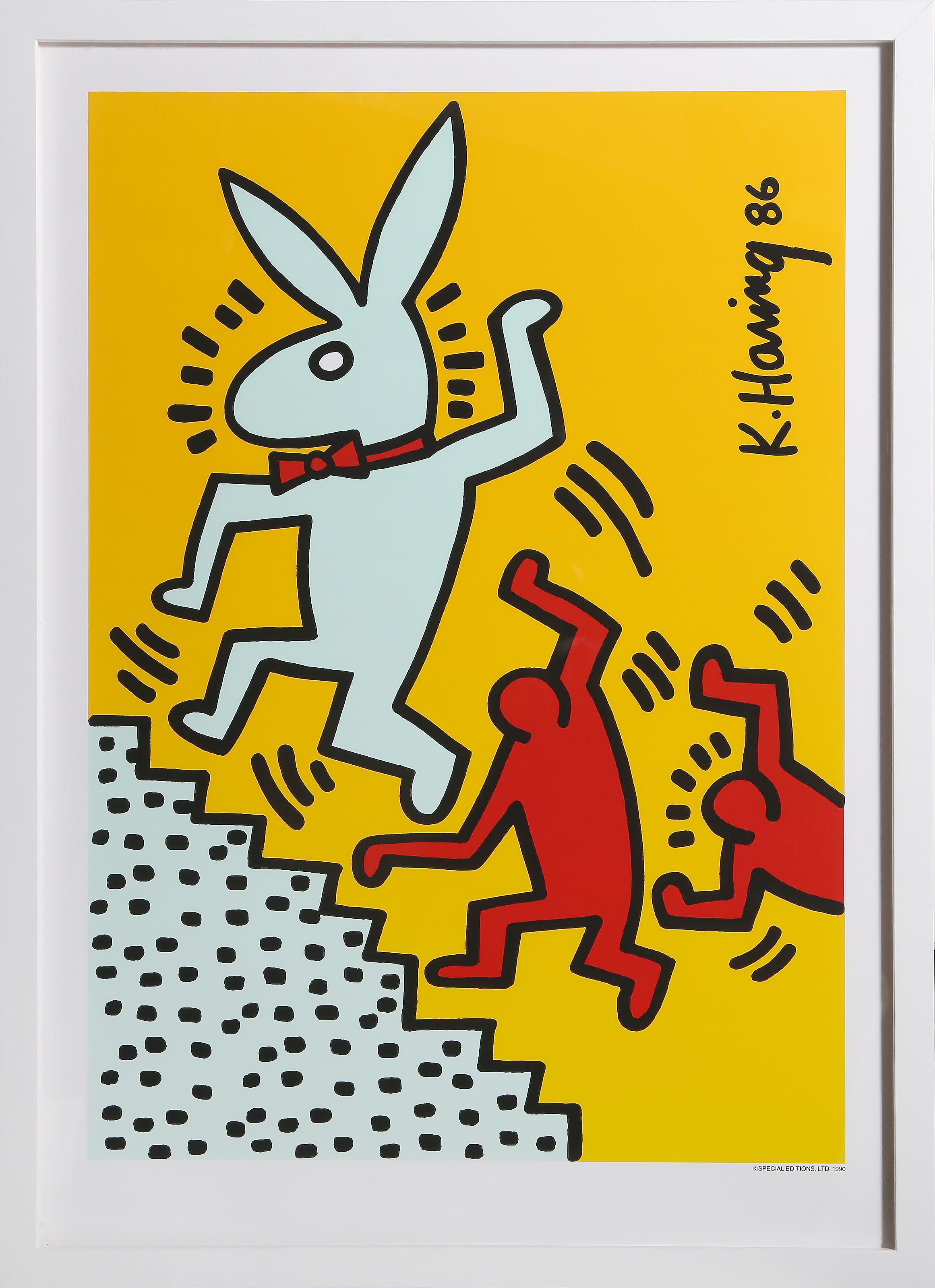 Bunny On The Run, Siebdruckplakat von Keith Haring