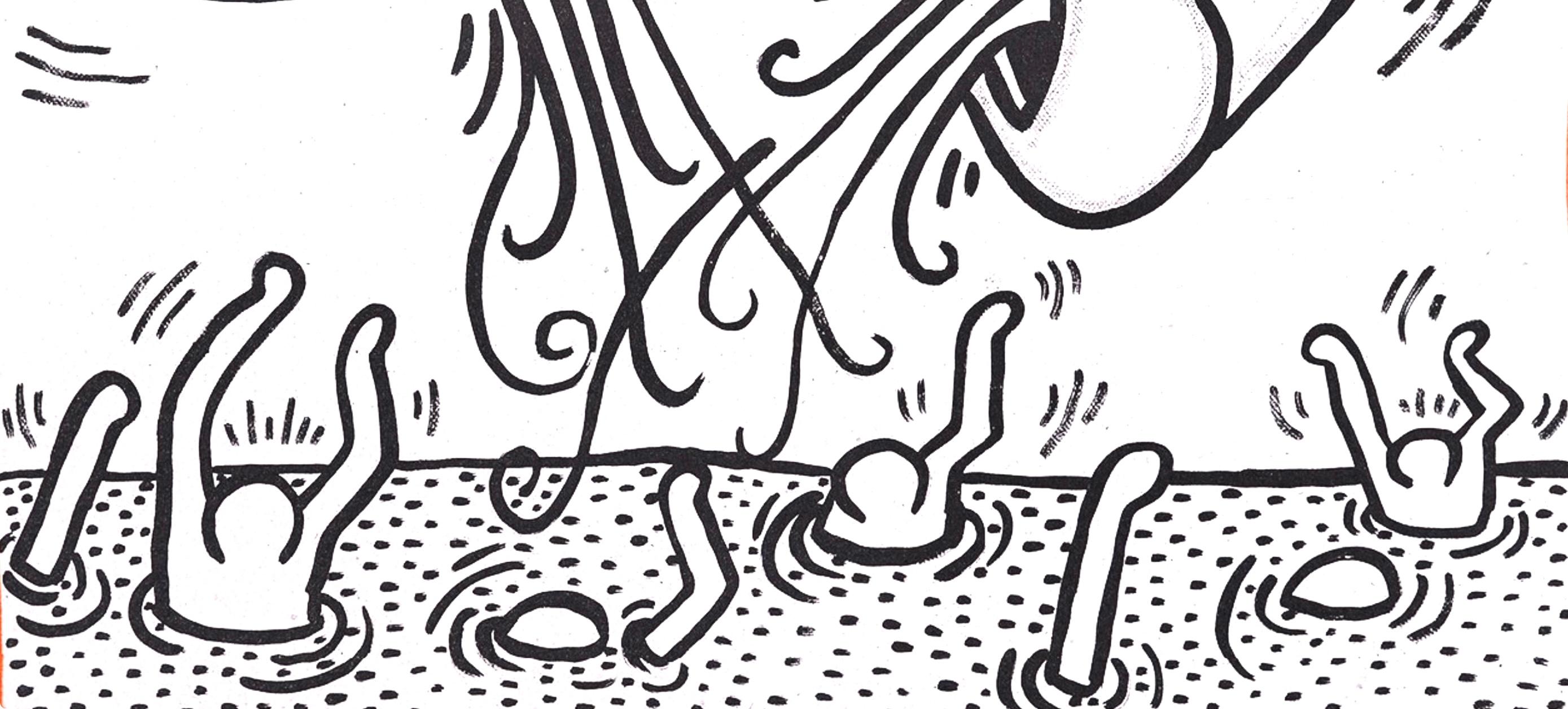 Zusammensetzung, Against All Odds (Beige), Figurative Print, von Keith Haring