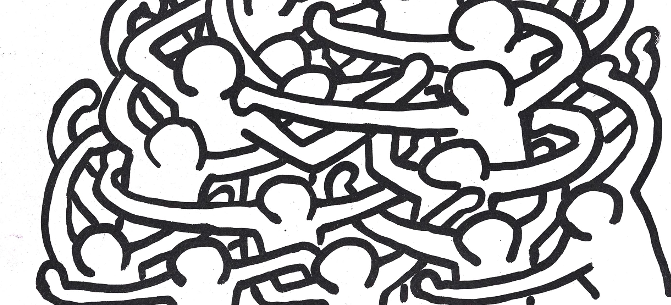 Zusammensetzung, Against All Odds (Schwarz), Figurative Print, von Keith Haring