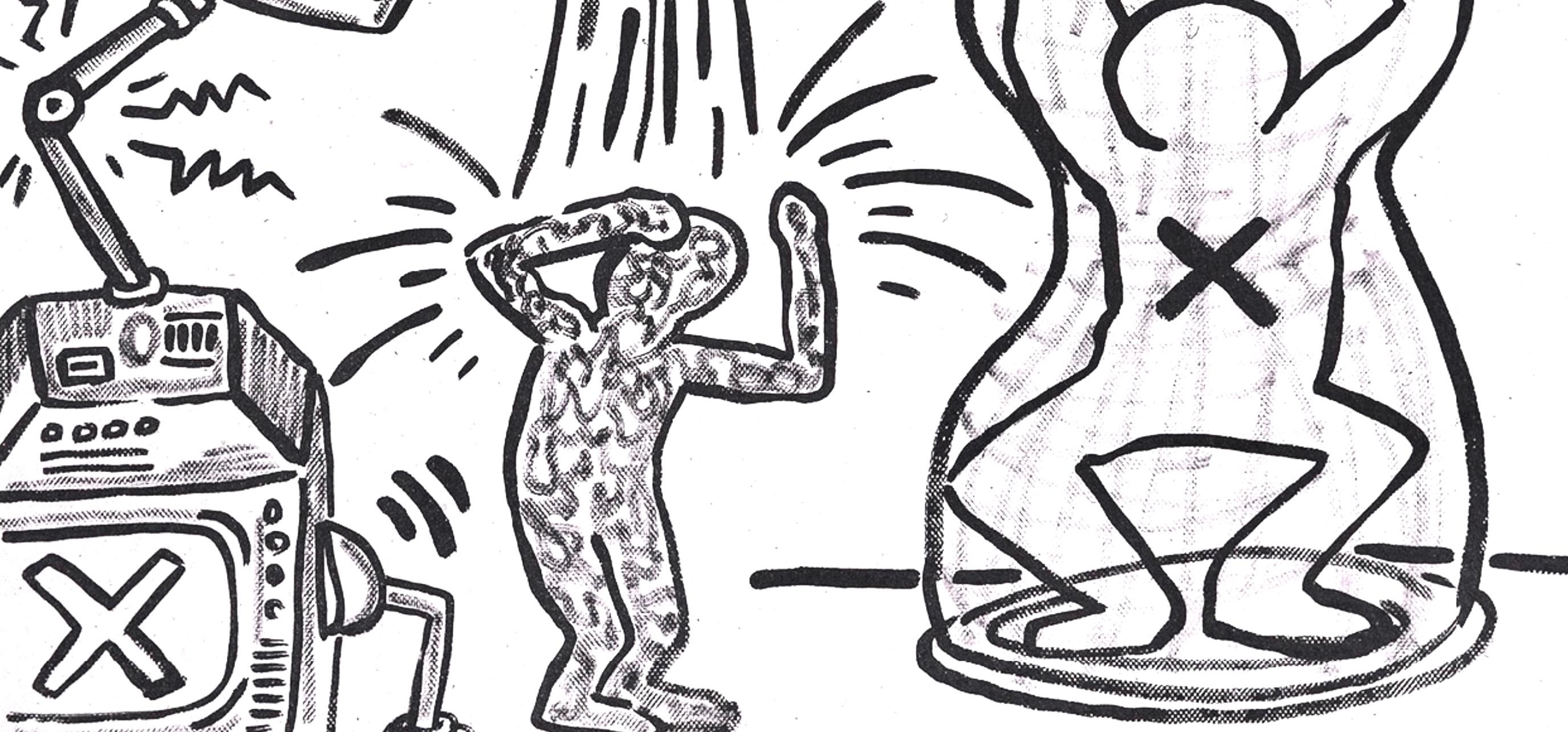 Composición, Contra viento y marea - Landscape Print Beige de Keith Haring