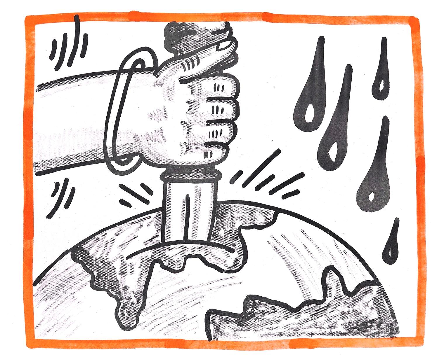 Figurative Print de Keith Haring - Composición, Contra viento y marea