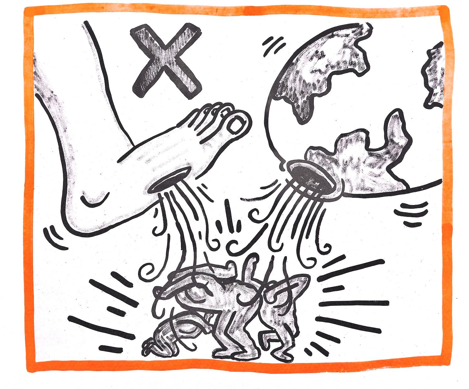 Figurative Print de Keith Haring - Composición, Contra viento y marea