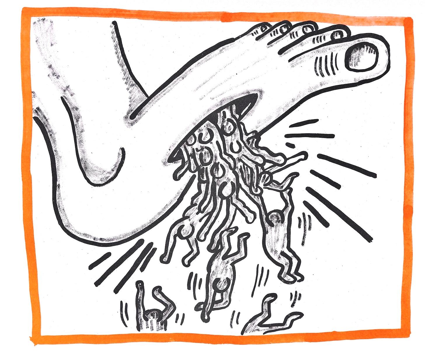 Figurative Print de Keith Haring - Composición, Contra viento y marea