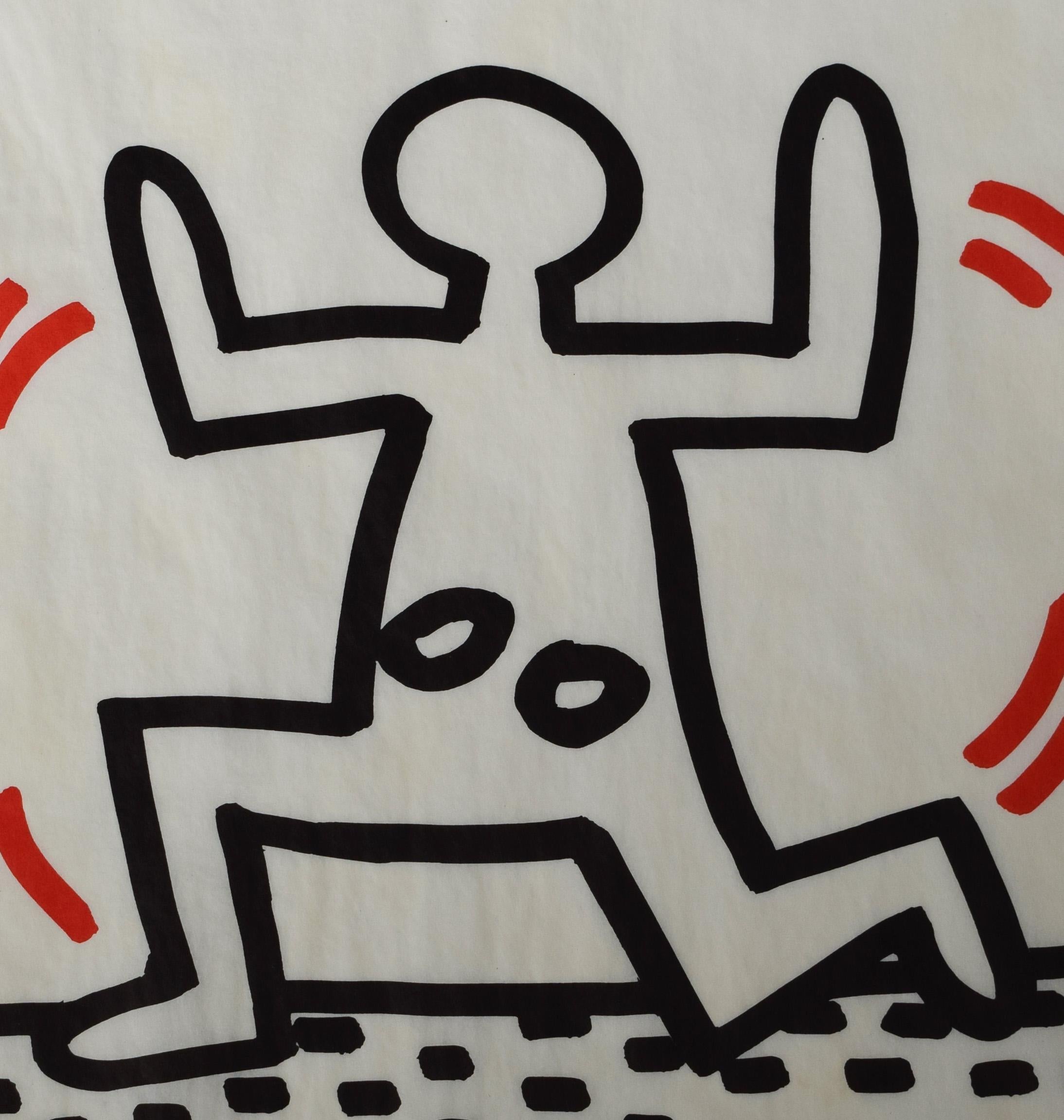 Composition V, from: Bayer Suite - Gray Figurative Print by Keith Haring