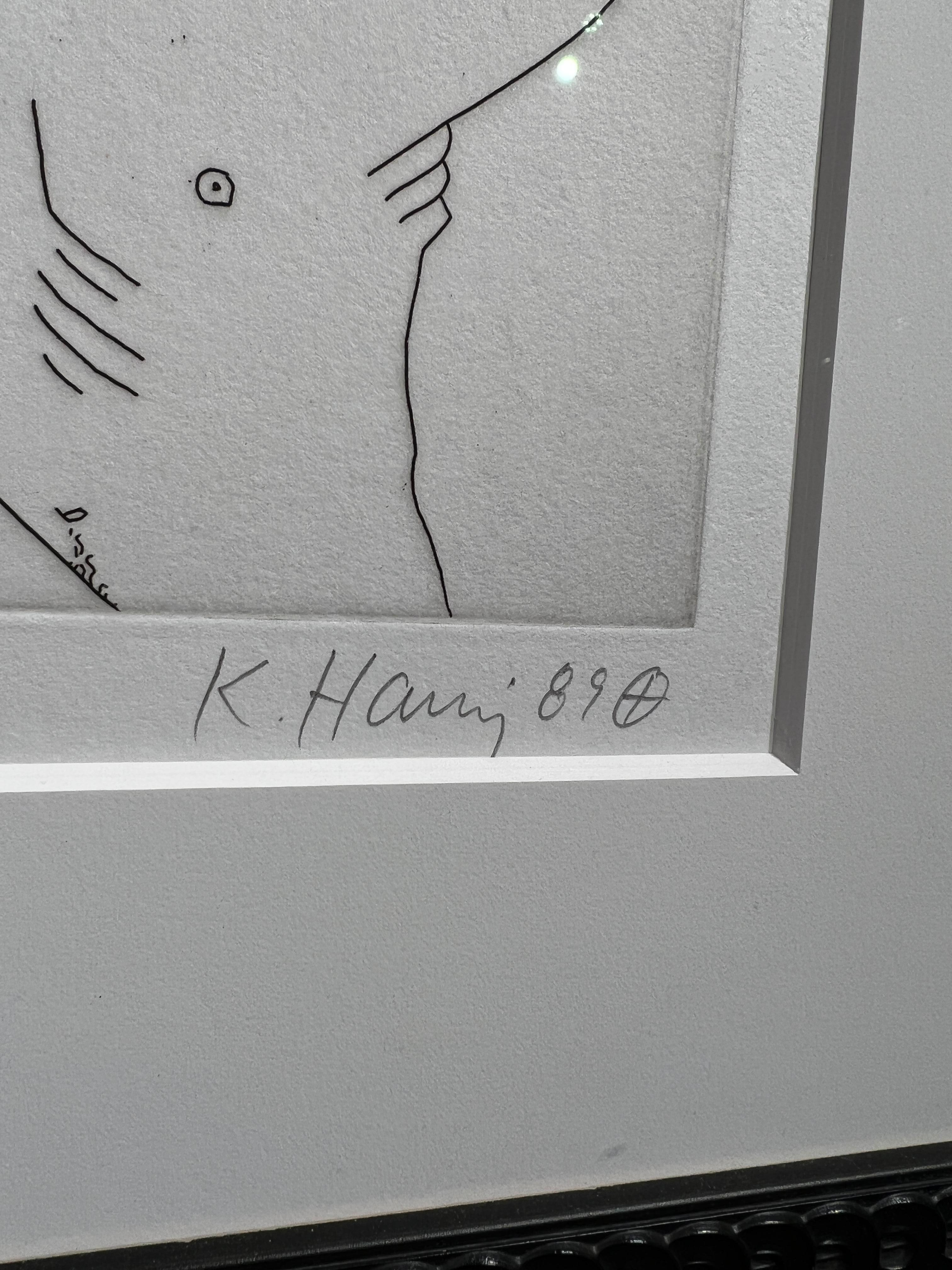 Figure und Fisch (aus der Suite „The Valley“ (Pop-Art), Print, von Keith Haring