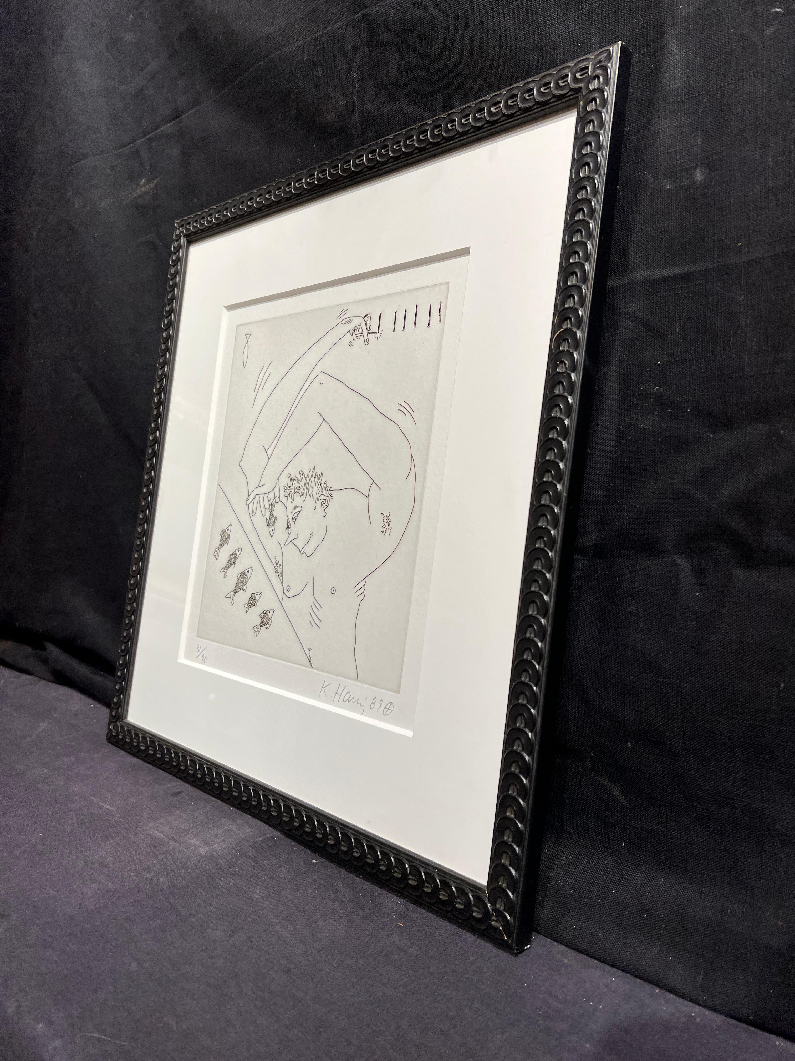 Figur und Fisch (aus The Valley Suite), 1989 von Keith Haring (1958-1990)
Ohne Rahmen: 10
