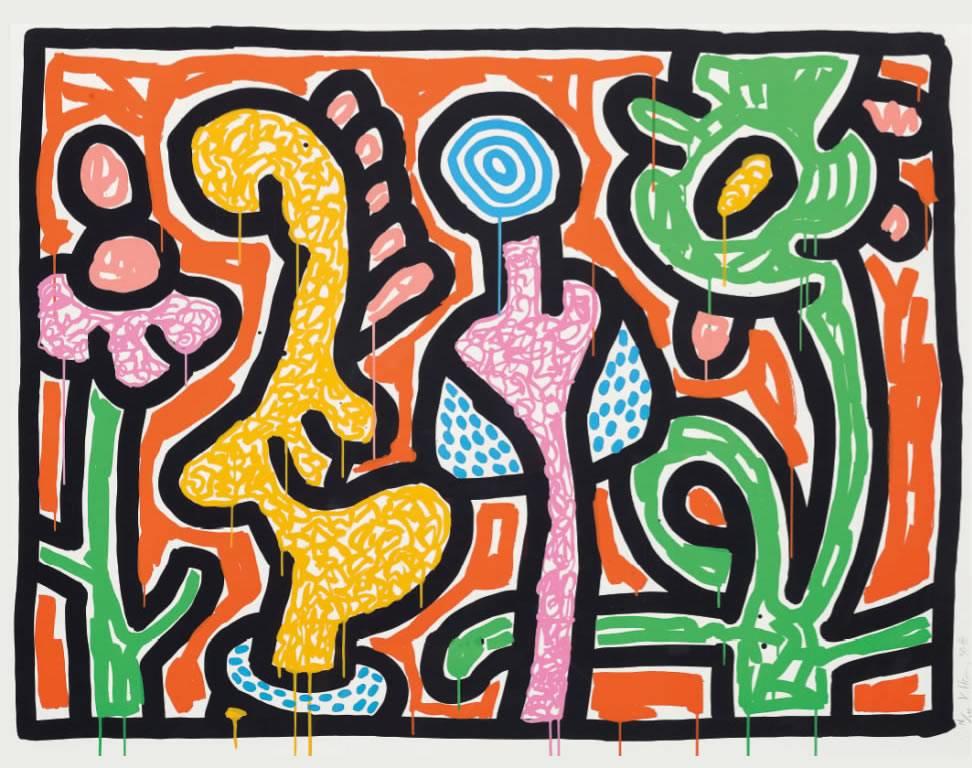 Flowers (4) - Print by Keith Haring