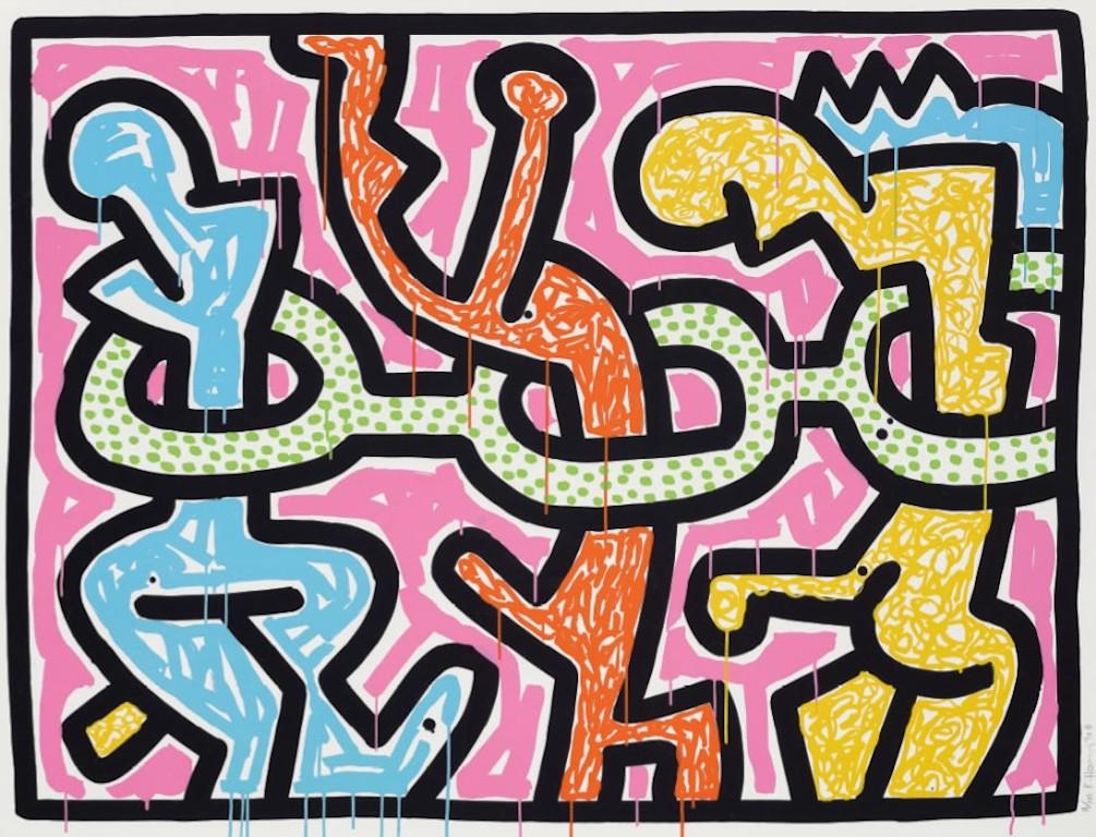 Flowers II (Pink) - Print by Keith Haring