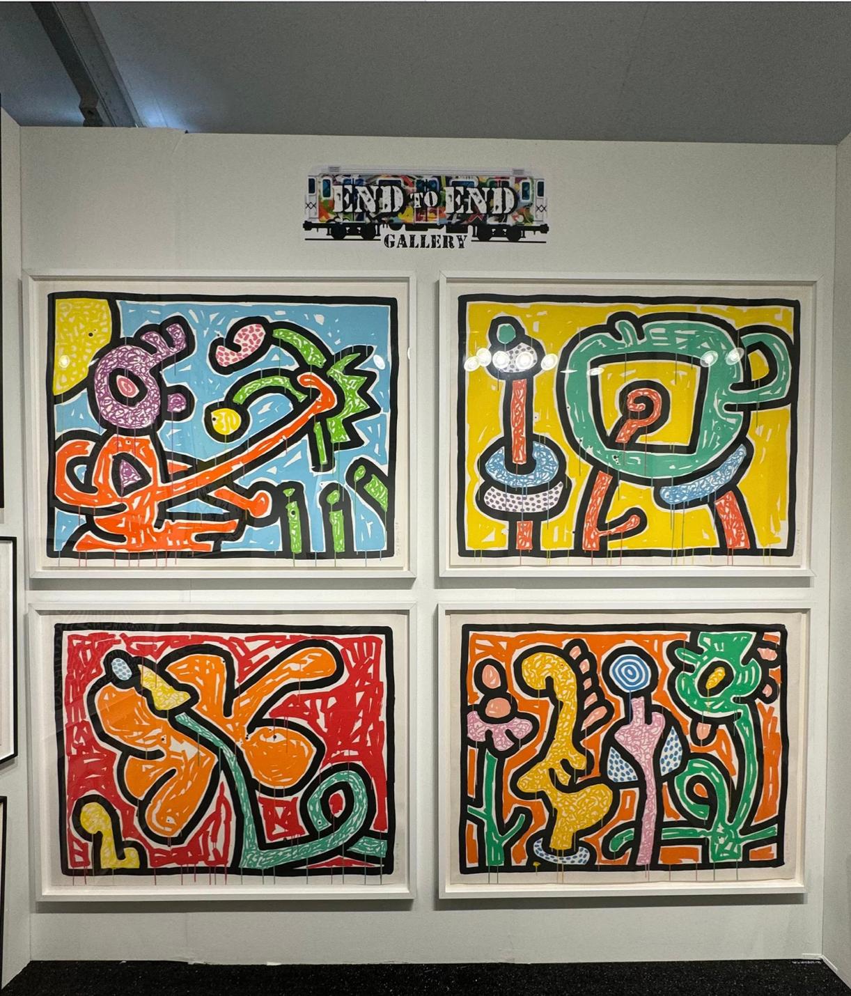 Flowers V - Brown Abstract Print by Keith Haring