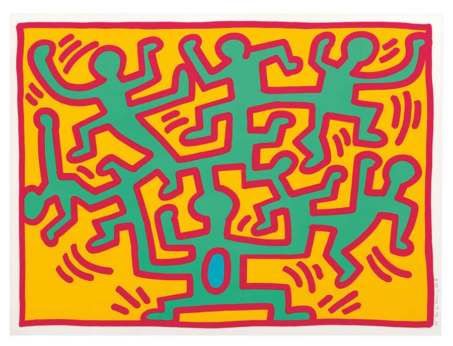 Growing 2 Screen Print by Keith Haring, Abstract Expressionist, 1988
