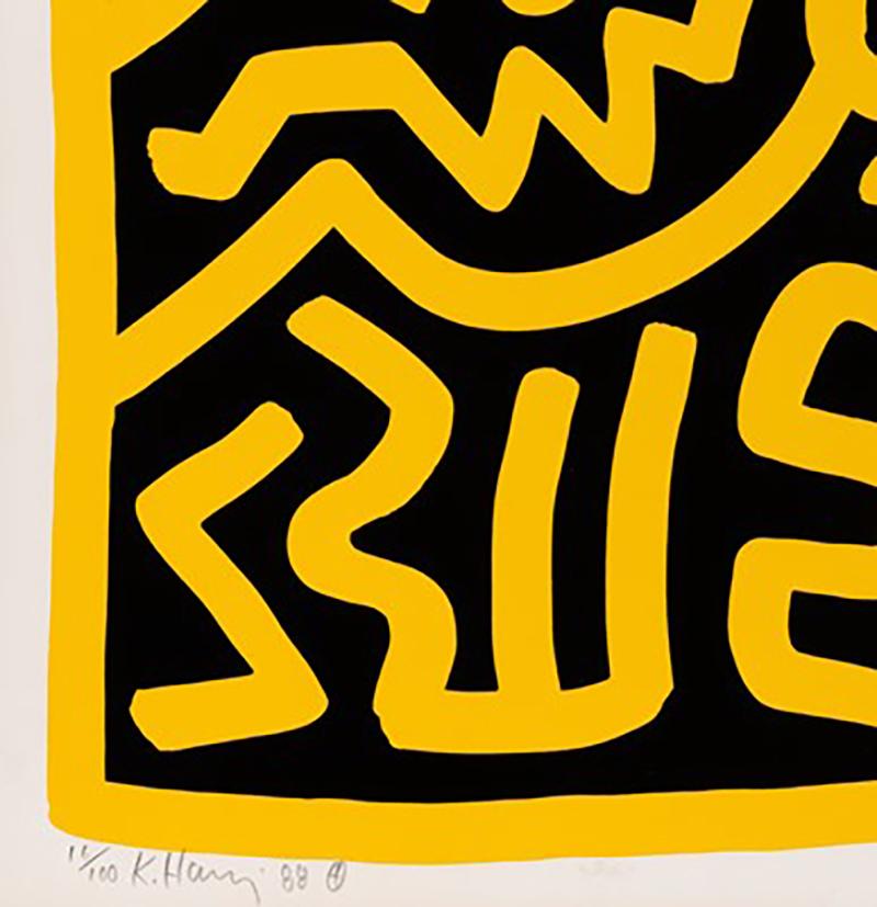 Growing #3 - Yellow Figurative Print by Keith Haring