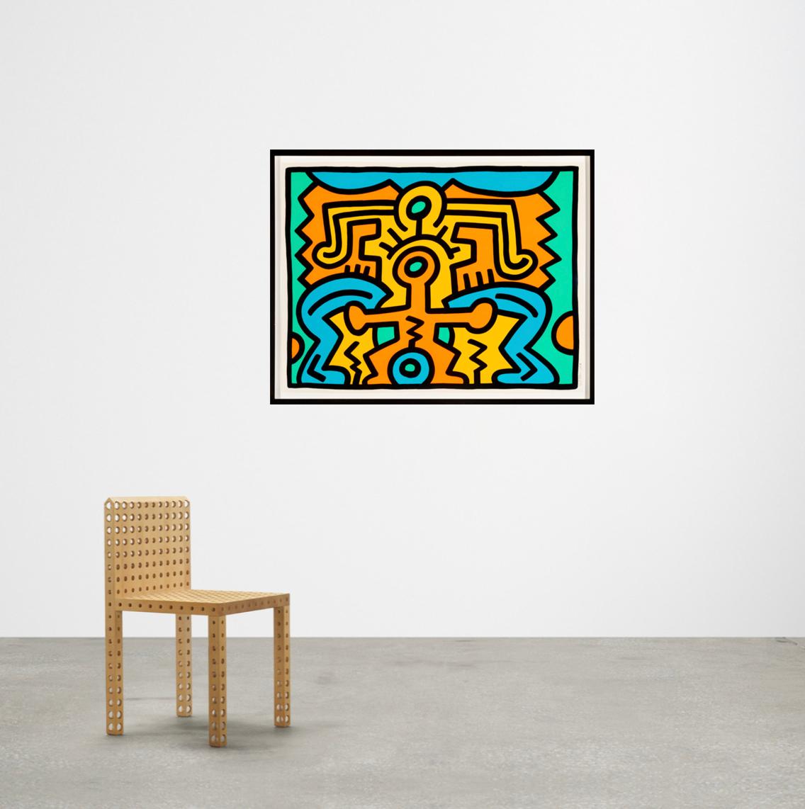 Artista: Keith Haring 
Título: Creciendo (Lámina 5), de la Cartera Creciendo
Tamaño:  40 x 30 Pulgadas (76,2 x 101,6 cm)
Técnica: Serigrafía en colores, sobre cartulina Lenox Museum, con márgenes completos.
Edición: 15 de 100
Año: 1988
Notas: