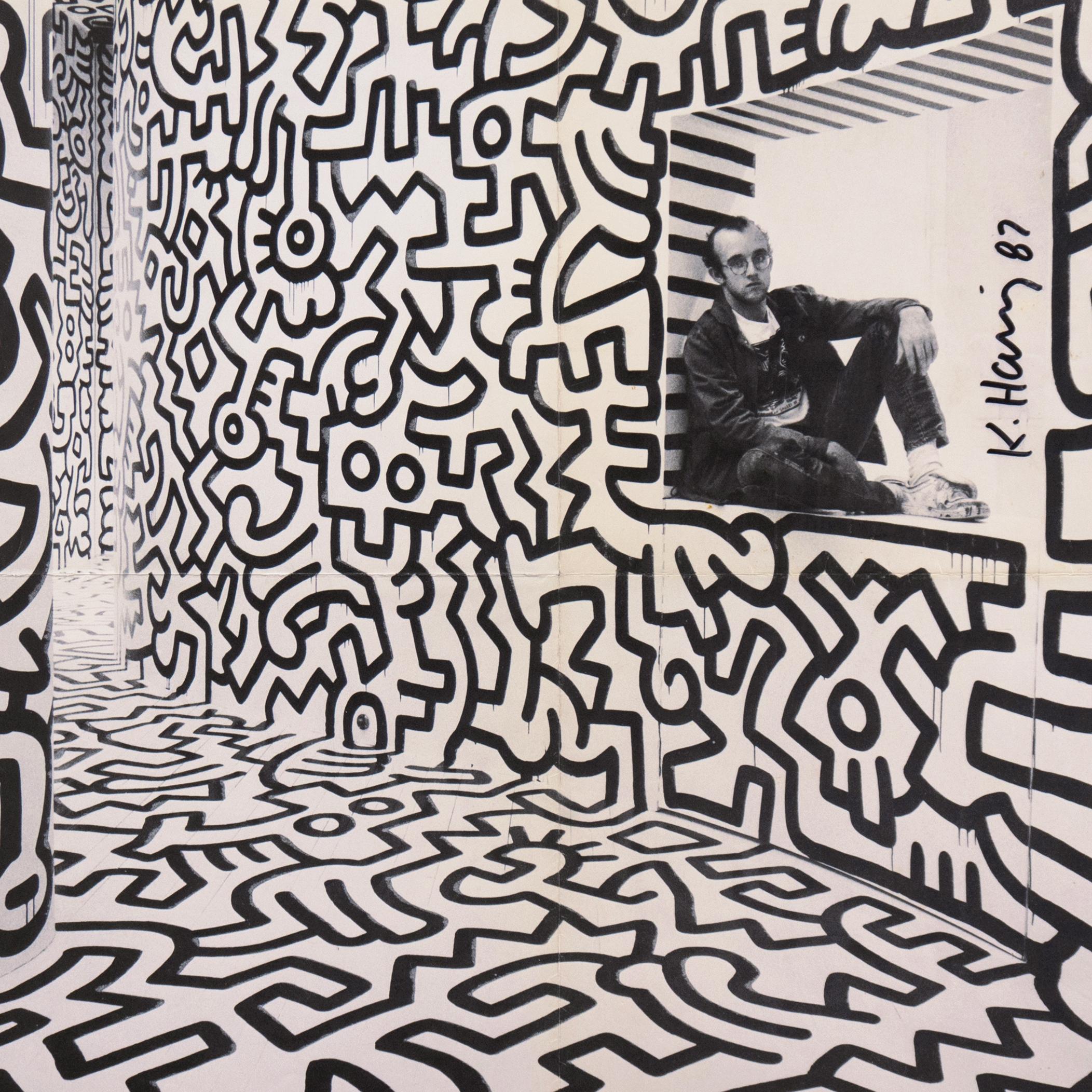 'Haring in the Pop Shop, Manhattan', Hand Signed, New York School of Visual Arts - Pop Art Print by Keith Haring