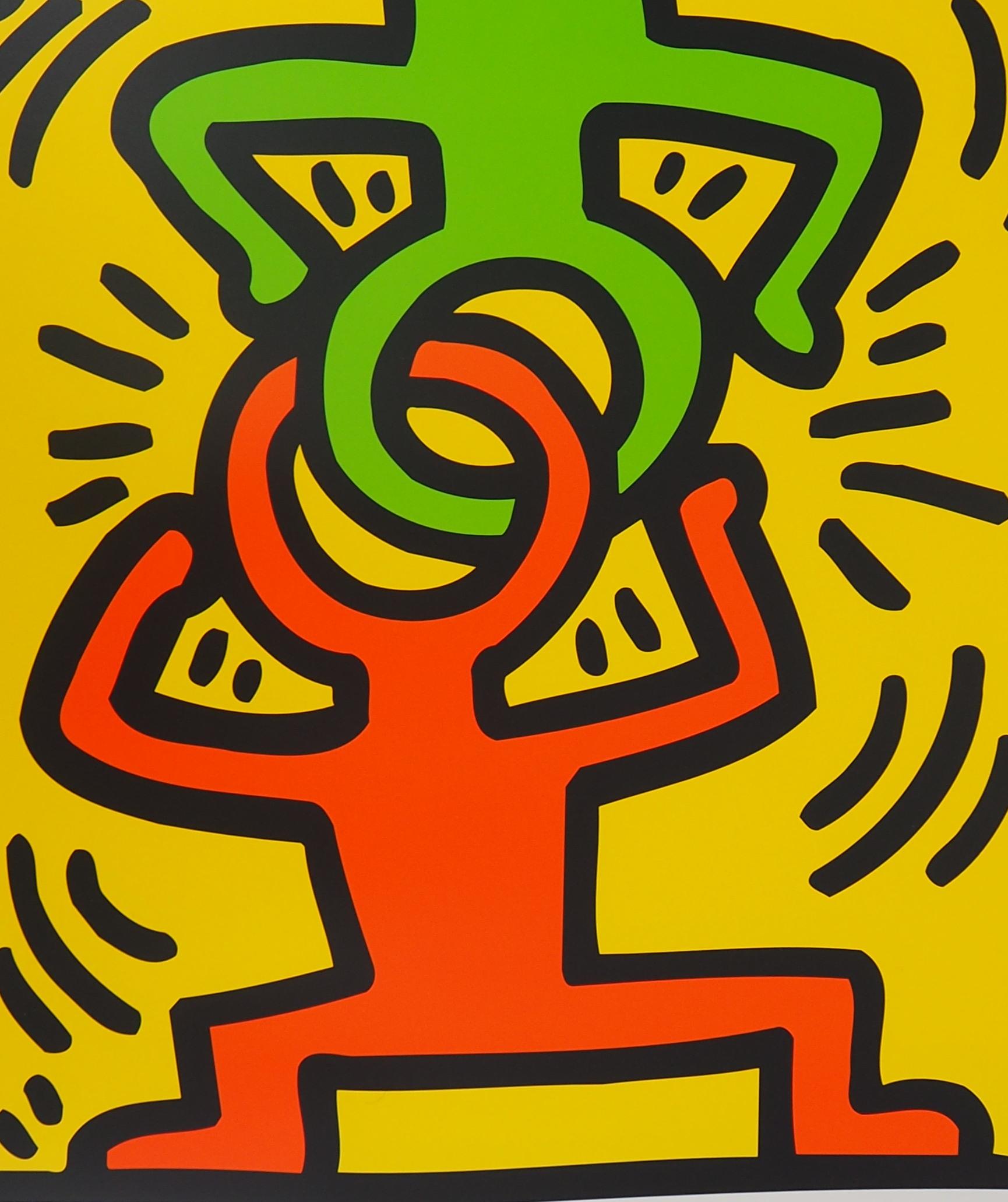 Headstand (San Francisco Museum of Modern Art) - Exhibition Poster - Gray Figurative Print by Keith Haring