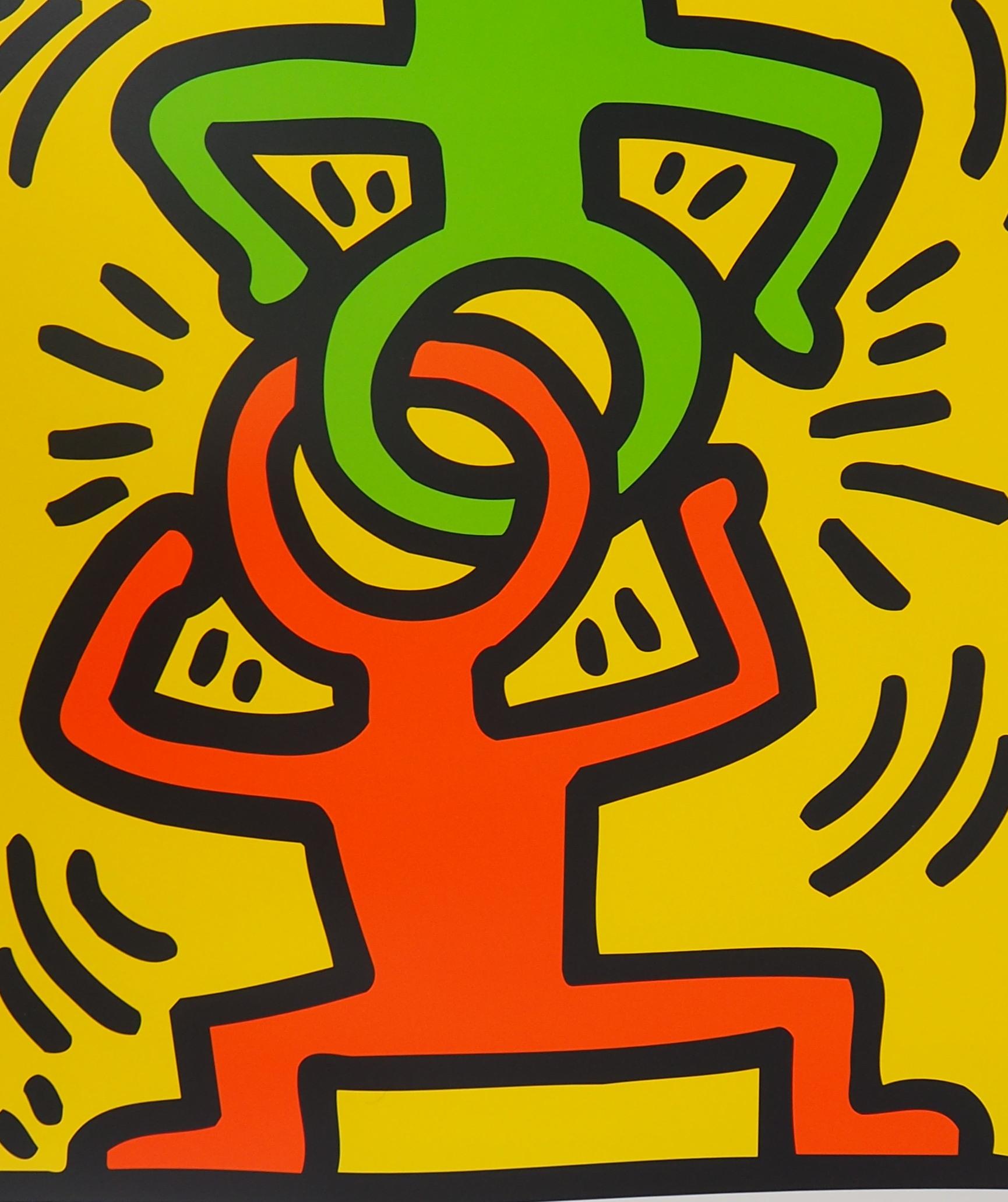 Headstand (Museo de Arte Moderno de San Francisco) - Cartel de la exposición - Figurative Print Gris de Keith Haring