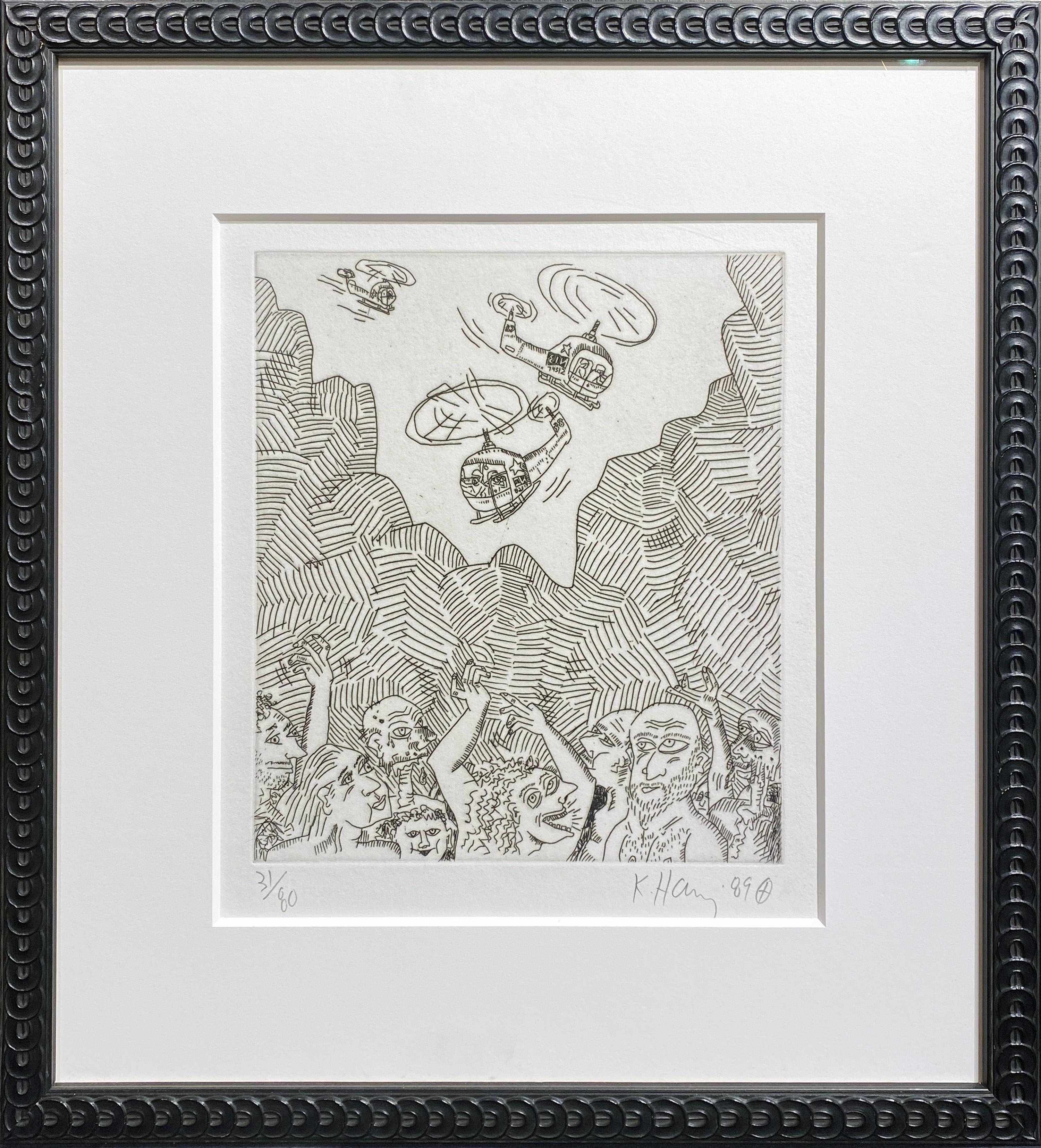 Helicopters, Mountains, People (from The Valley Suite) - Print by Keith Haring