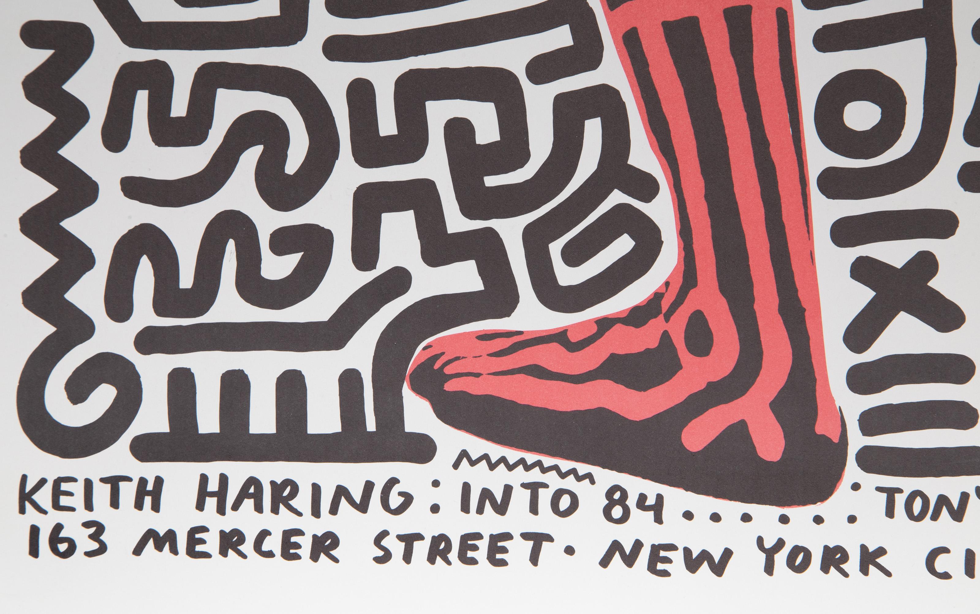 Into 84: Tony Shafrazi Gallery, signiertes Ausstellungsplakat von Keith Haring im Angebot 2