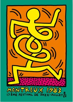 Jazz : Swing Guy (Green) - Original Vintage Screenprint Poster, Montreux, 1983