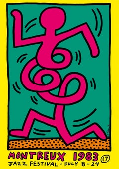 Jazz : Swing Guy (Yellow) - Original Vintage Screenprint Poster, Montreux, 1983