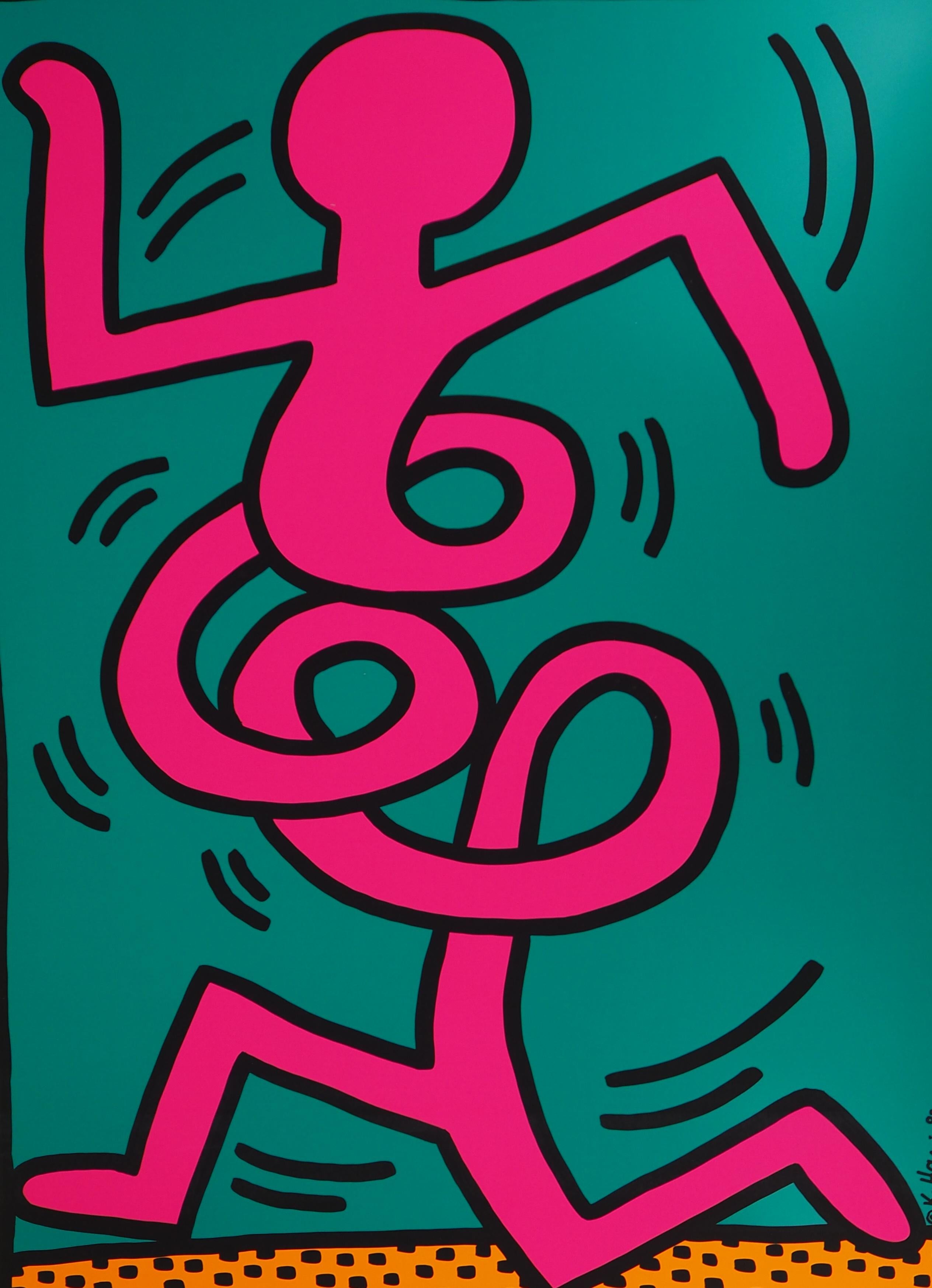 Jazz : Swing Guy (Yellow) - Screenprint Poster, Montreux, 1983 - American Modern Print by Keith Haring
