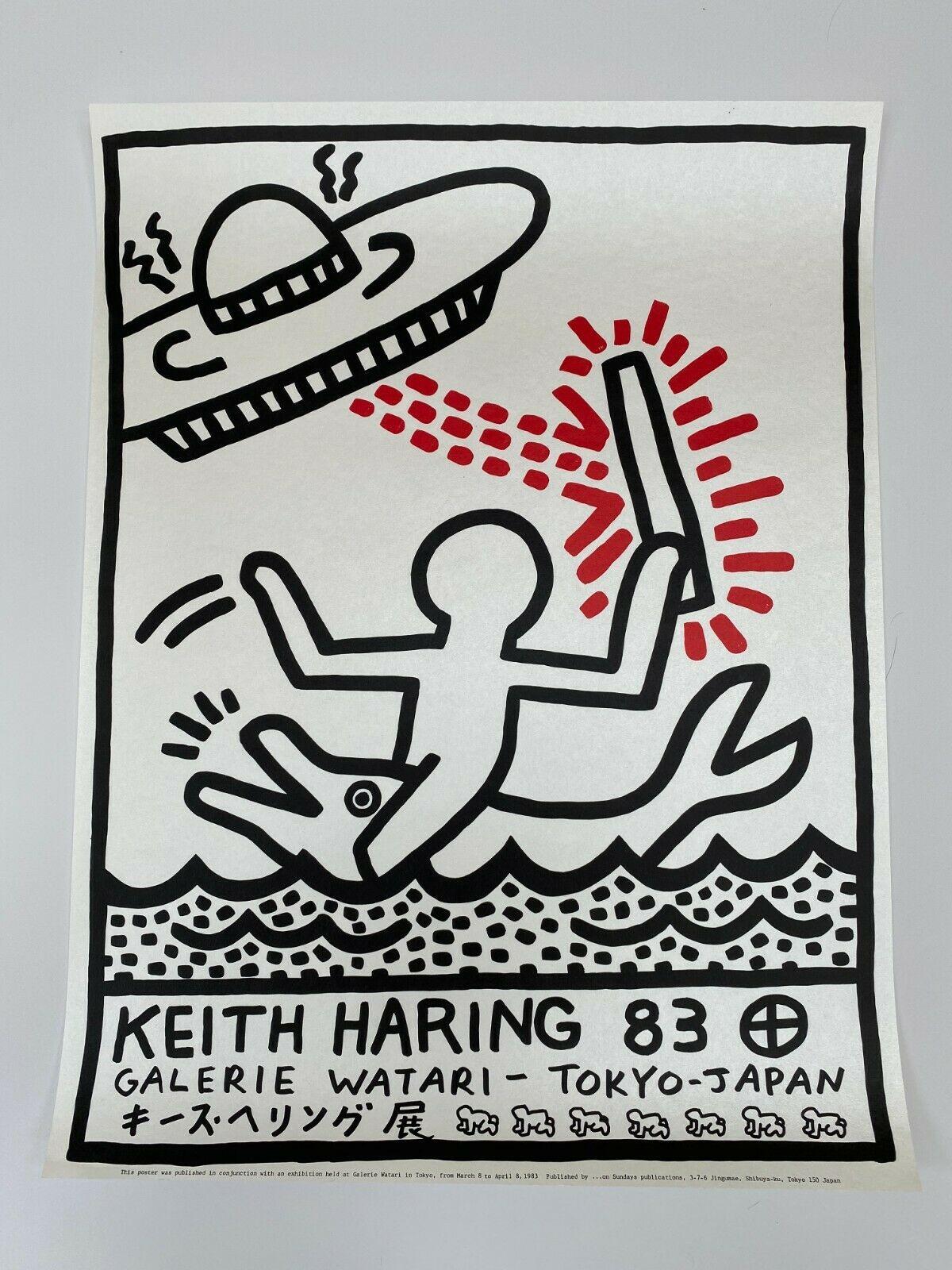 Keith Haring (1958-1990). Affiche d'exposition de la Galerie Watari, lithographie de 1983 