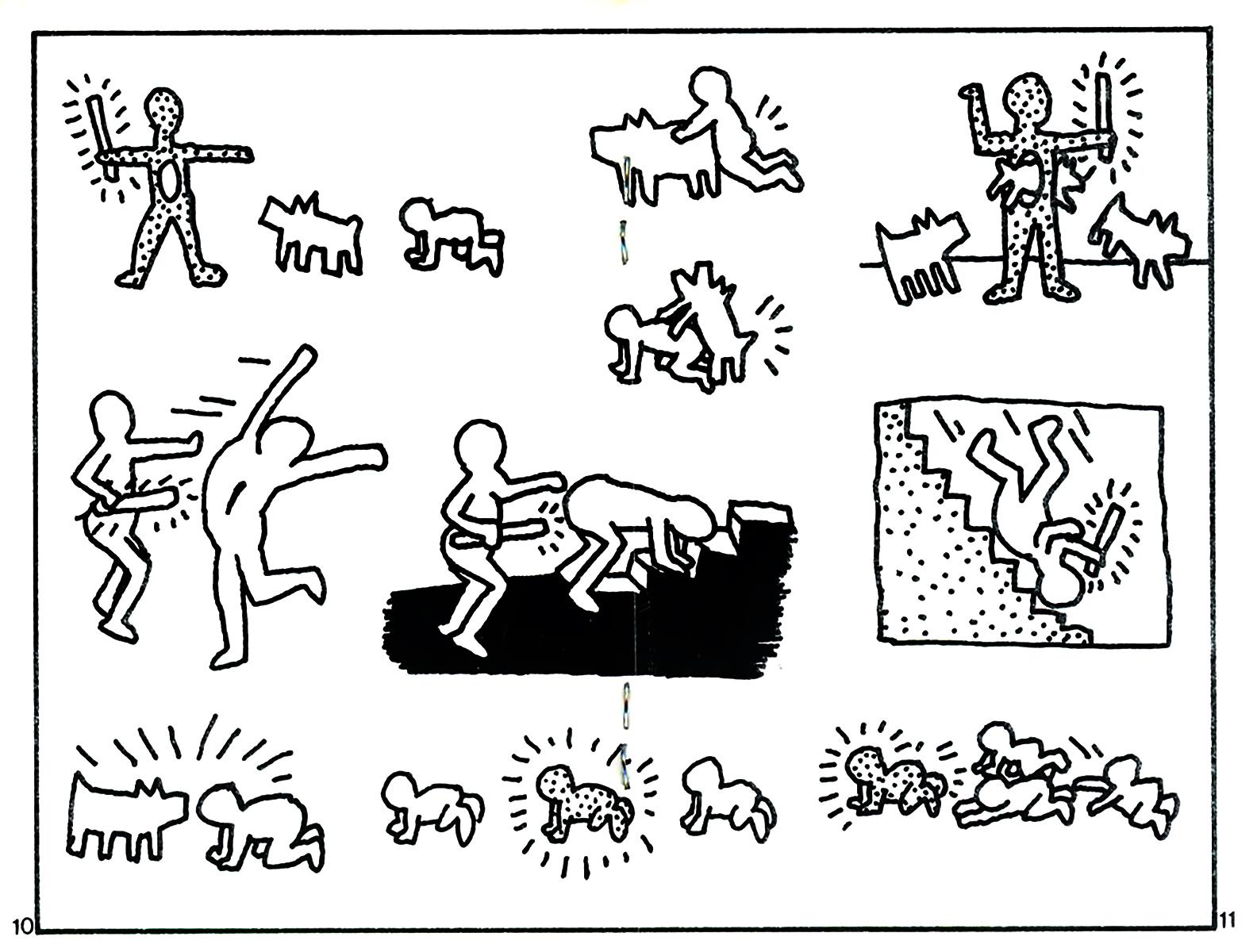 Keith Haring Public Illumination 1981 :
Un petit magazine d'art de style pamphlet (mesurant 4,25 x 2,75 pouces), rare et de grande collection, comportant une page centrale illustrée par Keith Haring, crédité de manière ludique sous le pseudonyme de