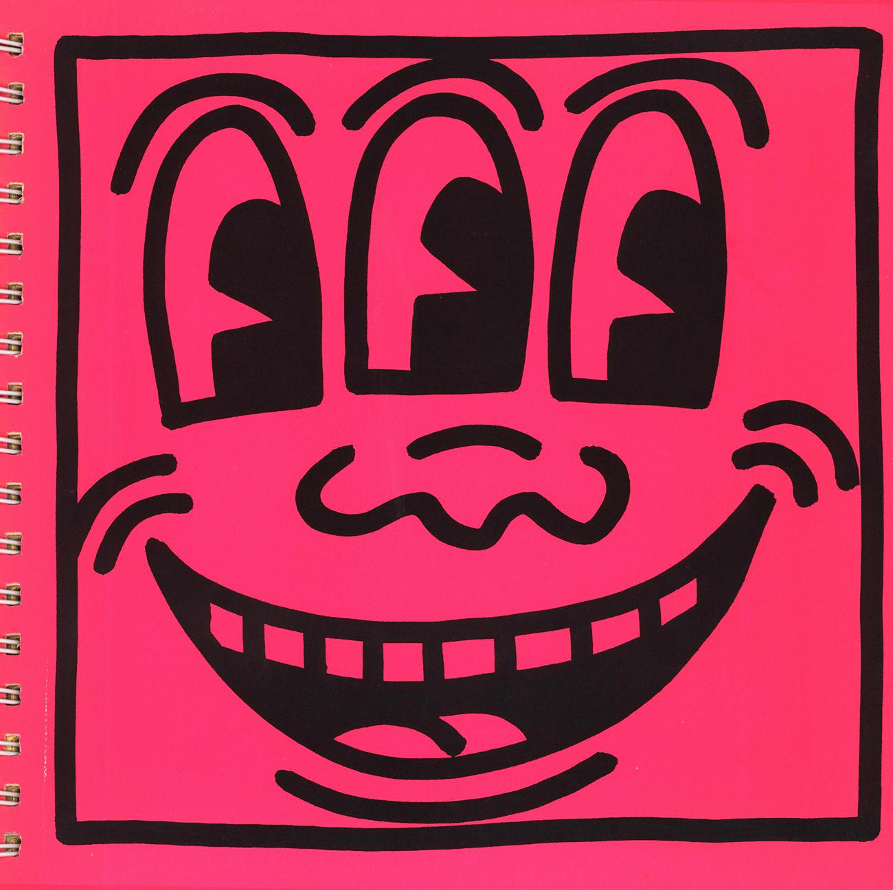 Keith Haring 1982 1st edition (Keith Haring Tony Shafrazi Gallery):
The much seminal & highly collectible, limited edition catalog featuring the iconic neon Haring Three Eyed Smiling Face cover & 15 sought-after double-sided lithographic inserts