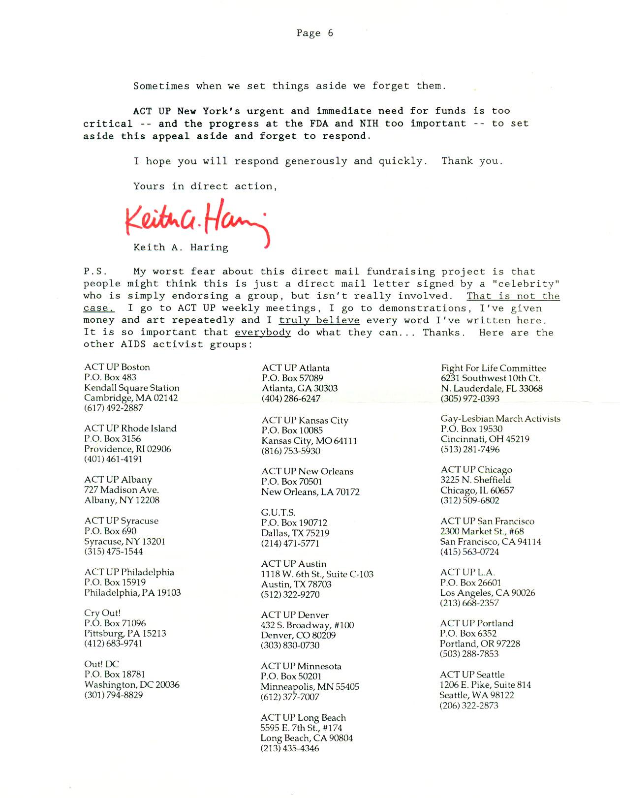 Keith Haring Act Up 1989 mailer (Keith Haring activist) 2