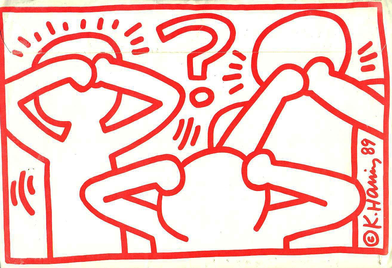 Keith Haring ACT UP 1989:
Complete 1989 Keith Haring illustrated mailer used as promotional material for the AIDS Coalition to Unleash Power (ACT UP).

Keith Haring designed 
authored this heartfelt and very personal series of letters and