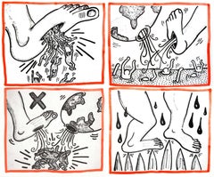 Keith Haring Against All Odds 1990 set of 4 lithographic plates