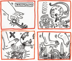 Keith Haring Against All Odds 1990 set of 4 lithographic plates