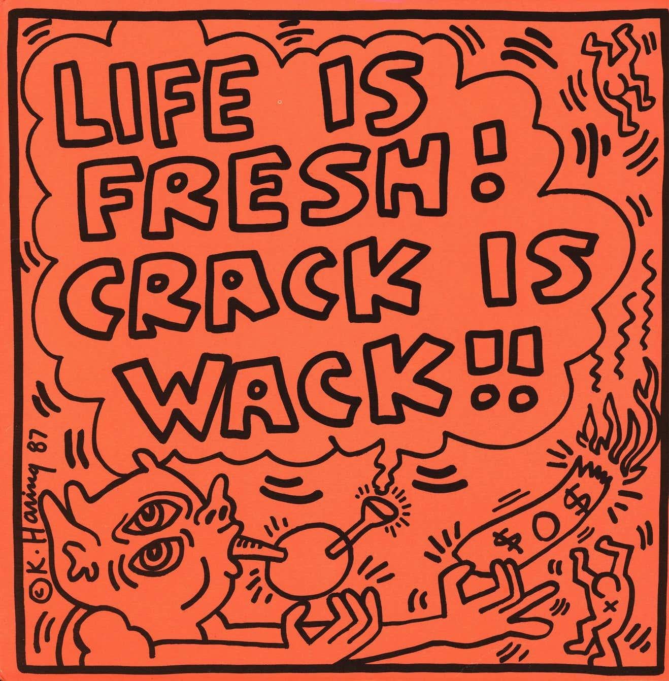 Keith Haring Original Album Cover Art : un ensemble de 15+ œuvres (1983-1988) :
Une collection rare de 16 pochettes de disques illustrées de Keith Haring des années 1980 accompagnées de leurs albums vinyles respectifs. On y trouve notamment le très