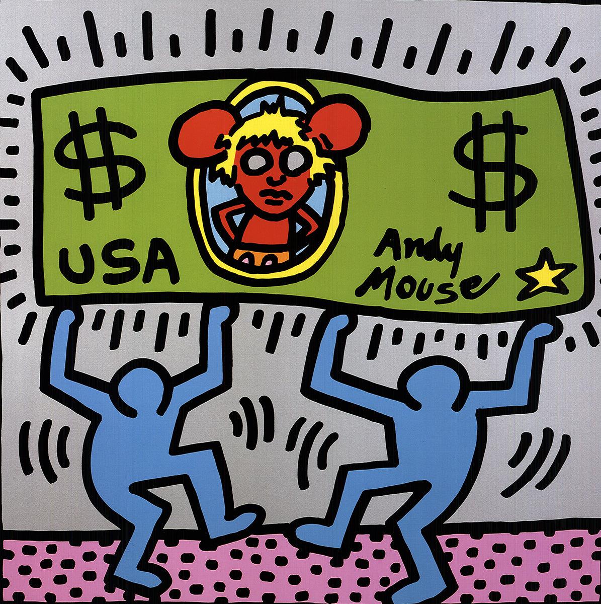 Keith Haring 'Andy Mouse' 1990- Poster For Sale 1