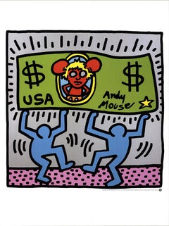 Vintage Keith Haring 'Andy Mouse' 1990- Poster