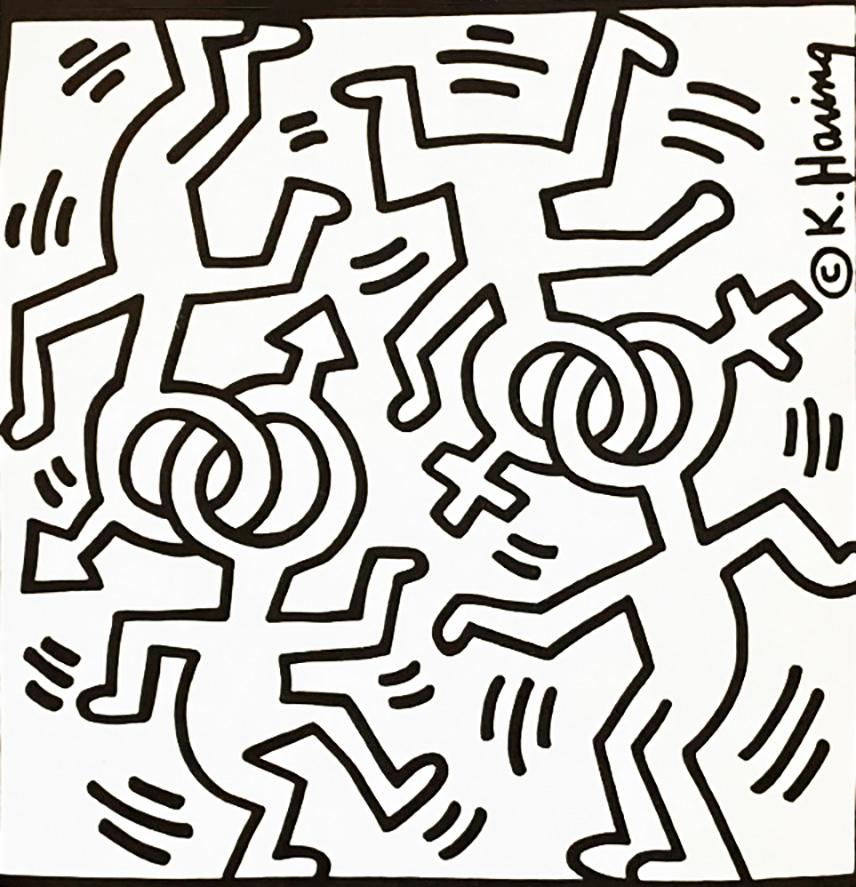 Keith Haring 1986: 
1980er Keith Haring illustrierte die Falteninvitation für den Gay/Lesbischen Pride Day im New Yorker Palladium Nightclub:: 1986. Ein Sammlerstück von Keith Haring:: das zu Lebzeiten des Künstlers angefertigt wurde. Selten.