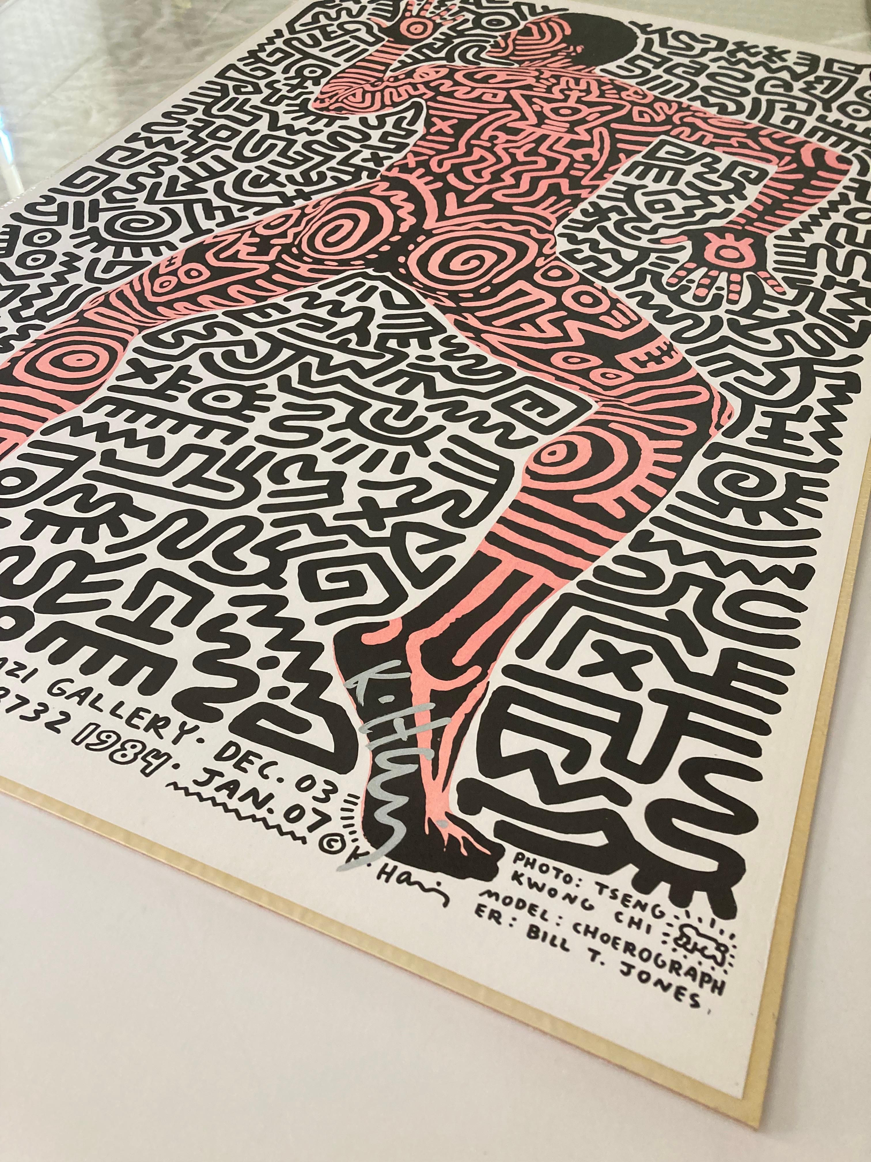 Keith Haring Cartel de exposición firmado por el artista 