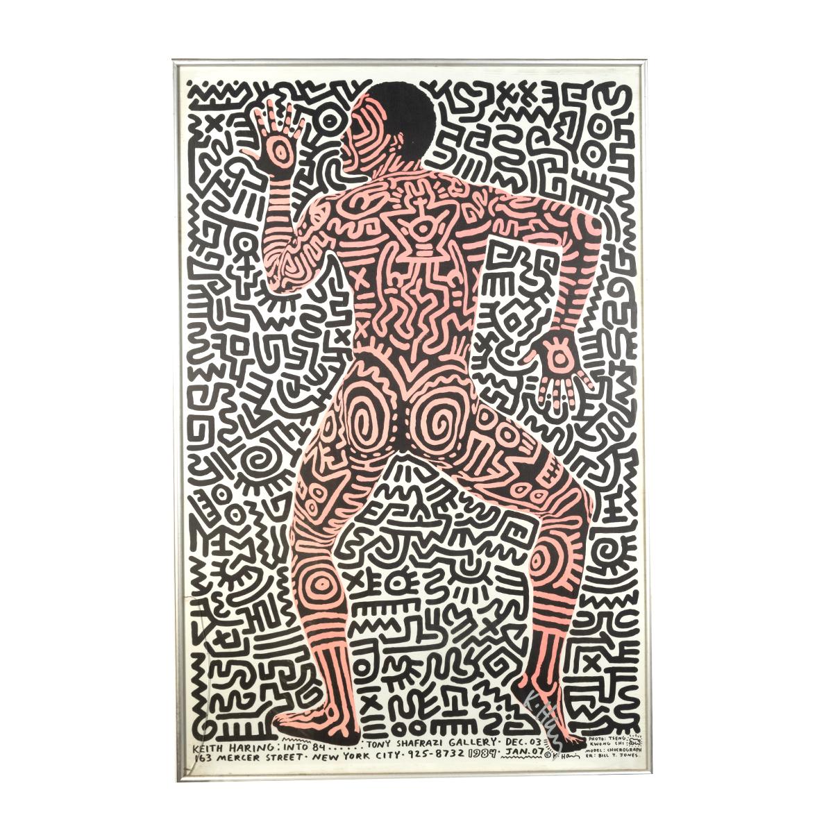 Keith Haring Artist Signed Exhibition Poster 'Into 84' for Tony Shafrazi Gallery For Sale 3