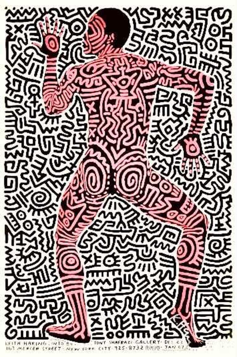 Keith Haring Artist Signed Exhibition Poster 'Into 84' for Tony Shafrazi Gallery