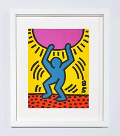 Keith Haring Color Figure Lithograph, Signed, 1985, Framed, "UN Youth Year"