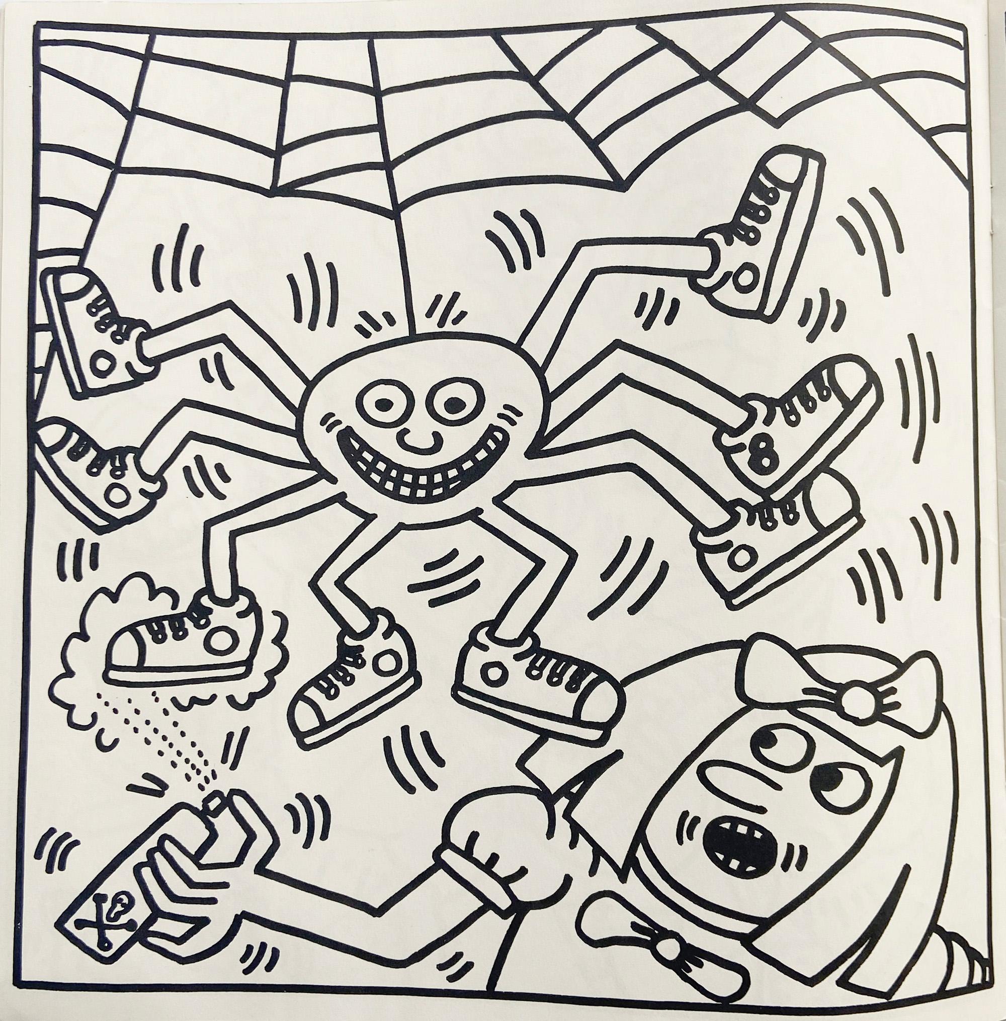 Libro da colorare di Keith Haring 1986: 
Un libro da colorare degli anni '80 altamente collezionabile, illustrato da Keith Haring e venduto nel suo Pop Shop per tutta la metà/fine degli anni '80. Questo libro unico e giocoso presenta anche due firme