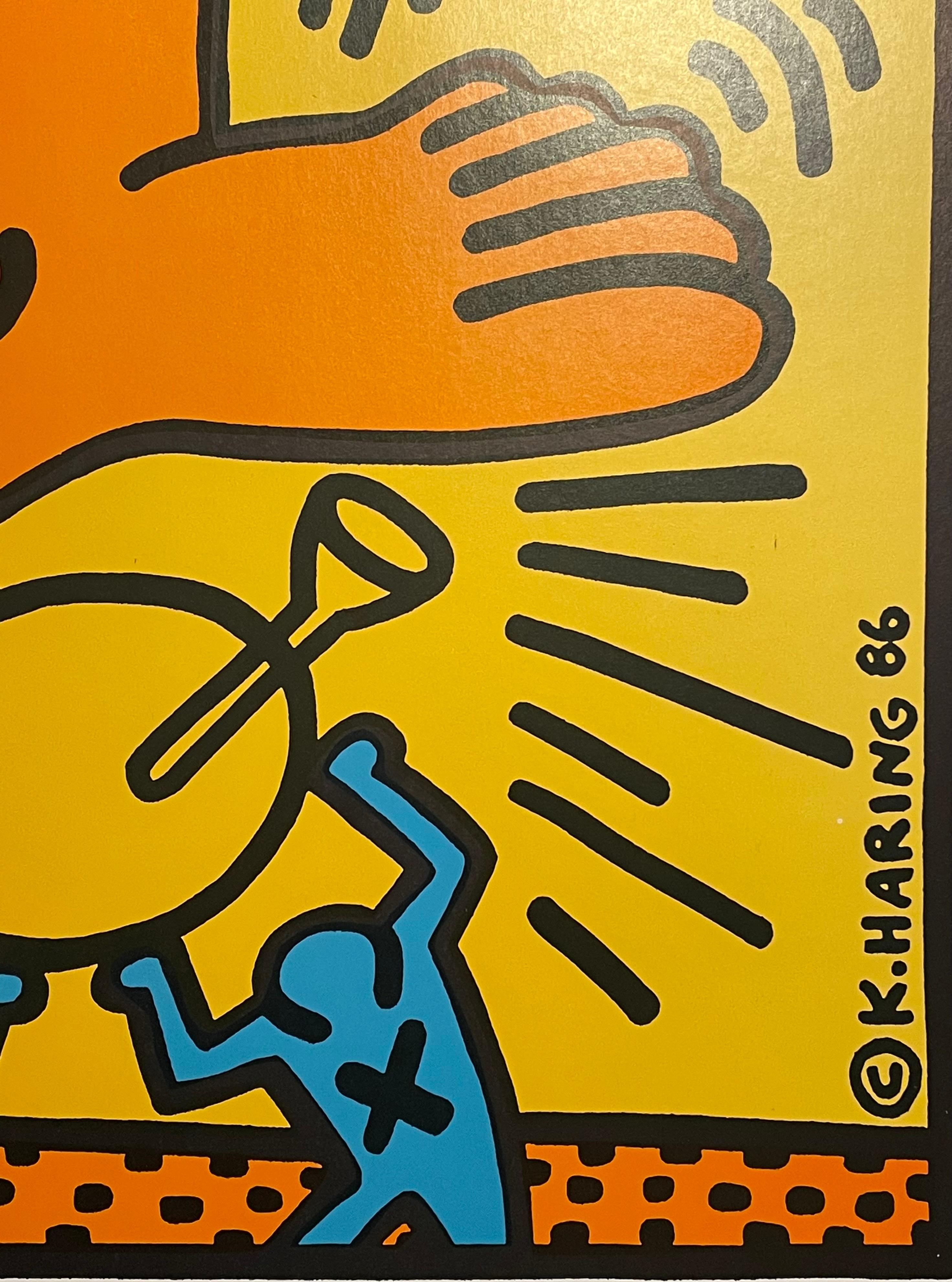 Keith Haring concert craquelé - Imprimé « Benefit » Urban Art Contemporary Street NYC  en vente 2