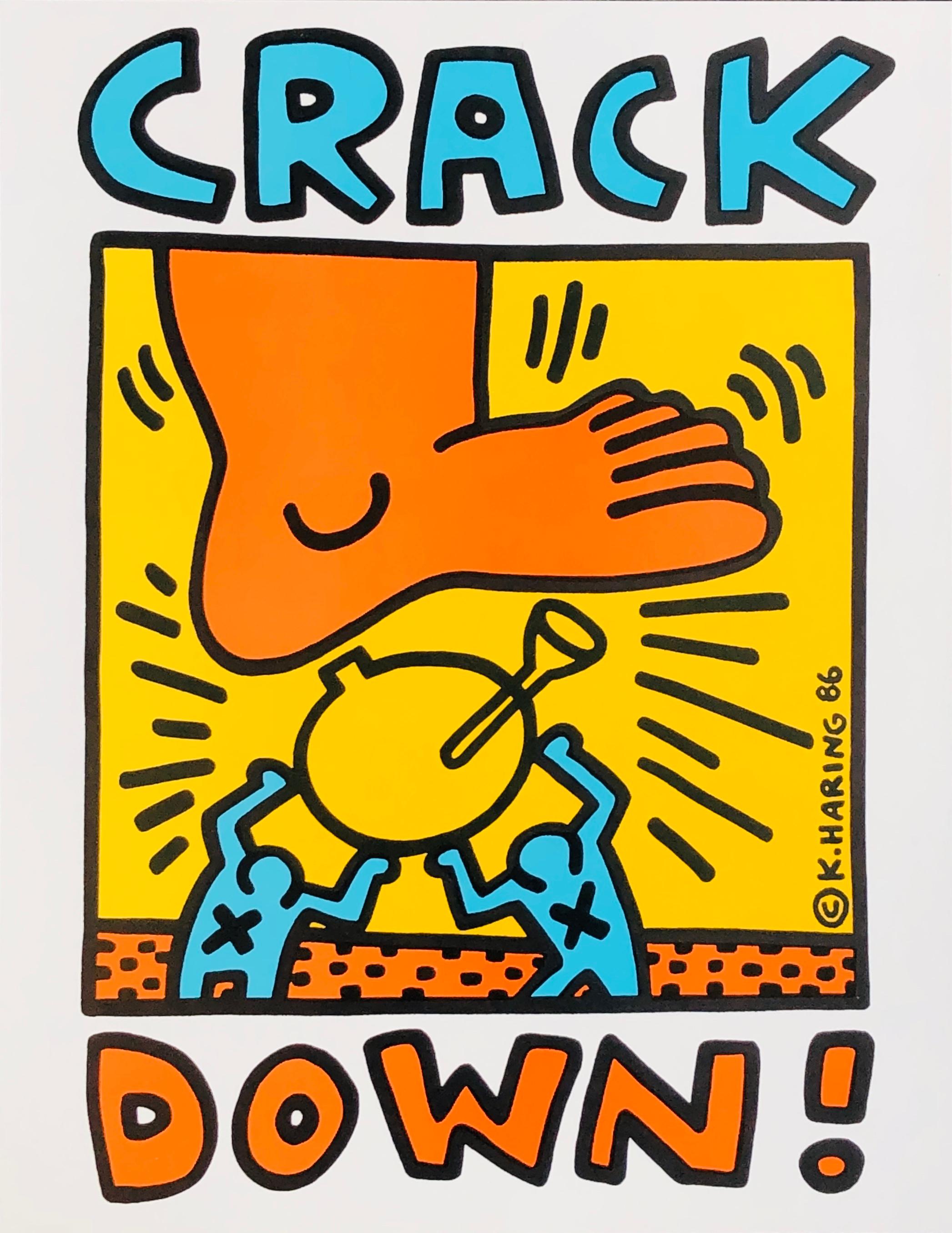 Keith Haring Crack Down!
Vintage original Keith Haring anti-drug poster, 1986

Medium: Off-set lithograph on heavy weight paper consisting of well preserved bright, color ink

Dimensions: 17 x 22 inches.
Minor signs of handling; otherwise excellent