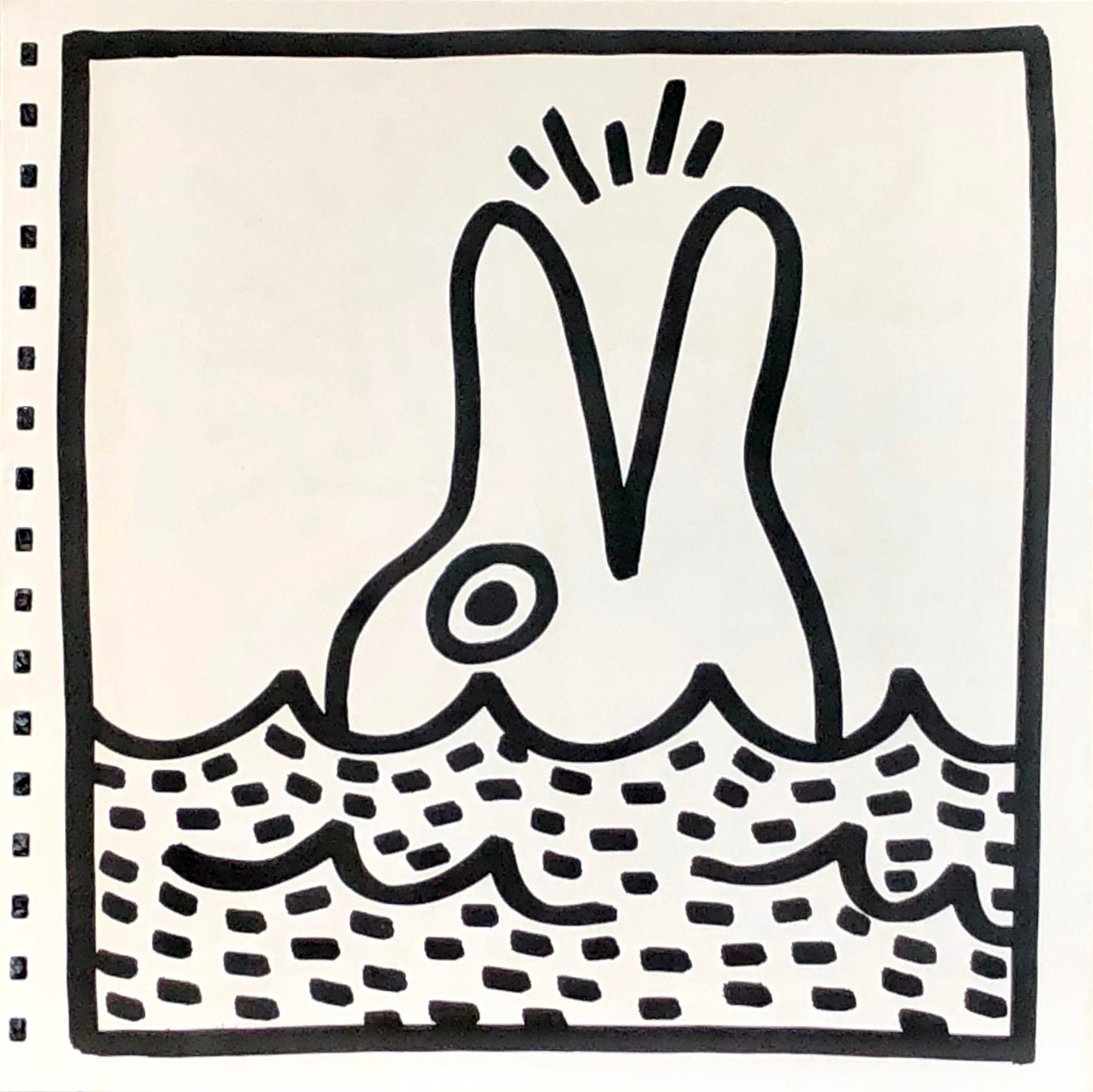 keith haring man on dolphin