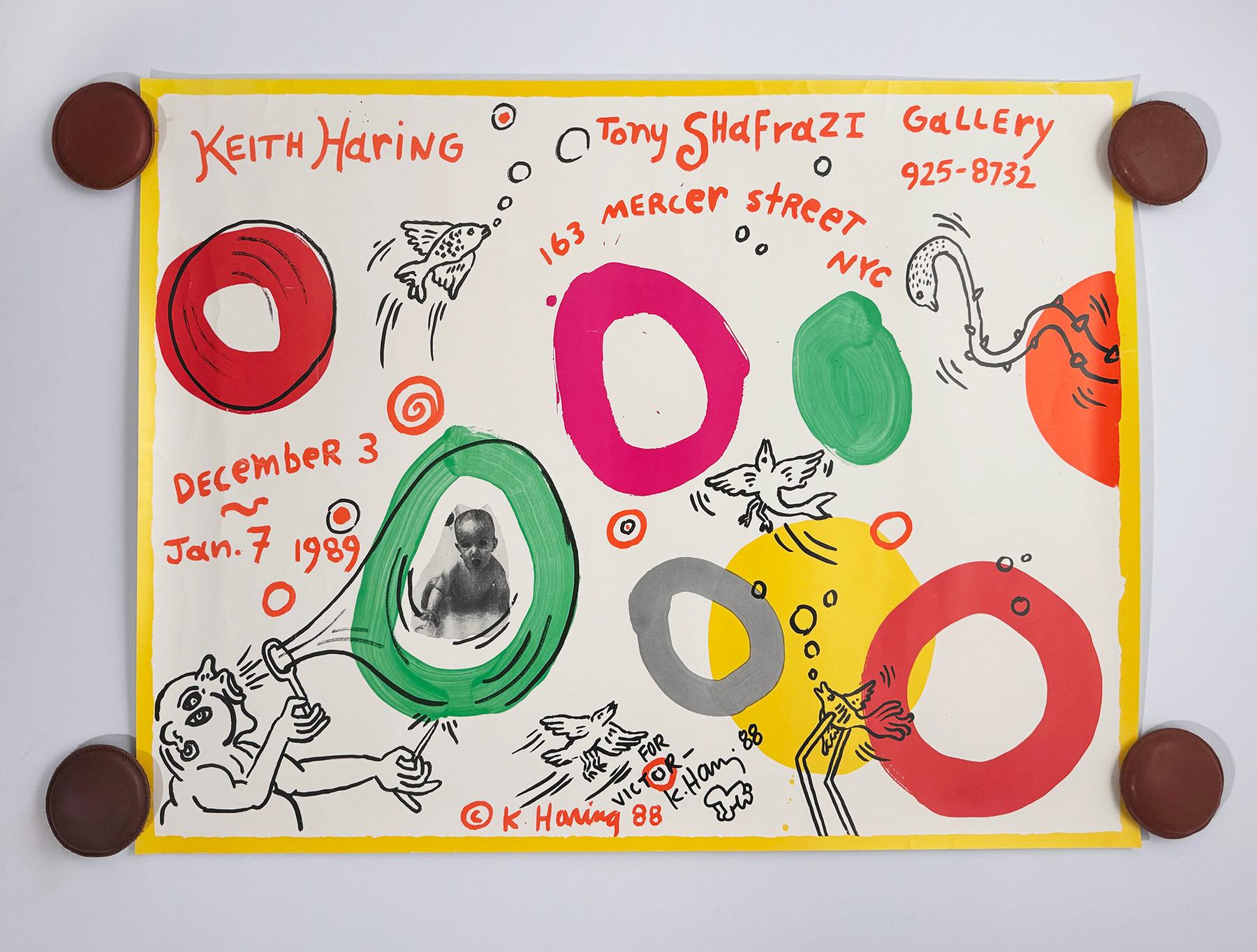 Keith Haring Drawing 1988 (Keith Haring Tony Shafrazi Gallery exhibition poster) For Sale 4